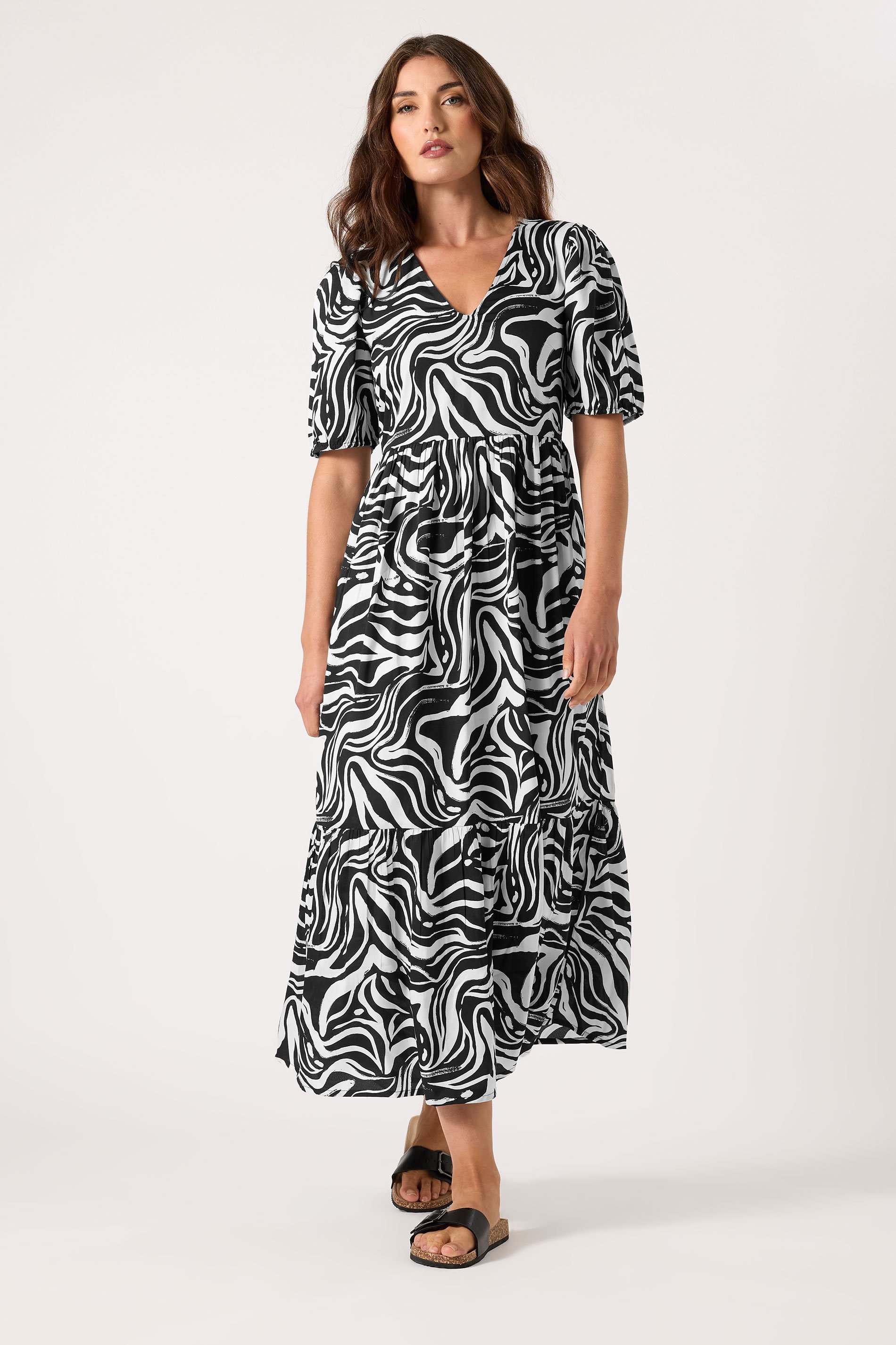 LTS Tall Women's Black Marble Print Midi Dress | Long Tall Sally 2