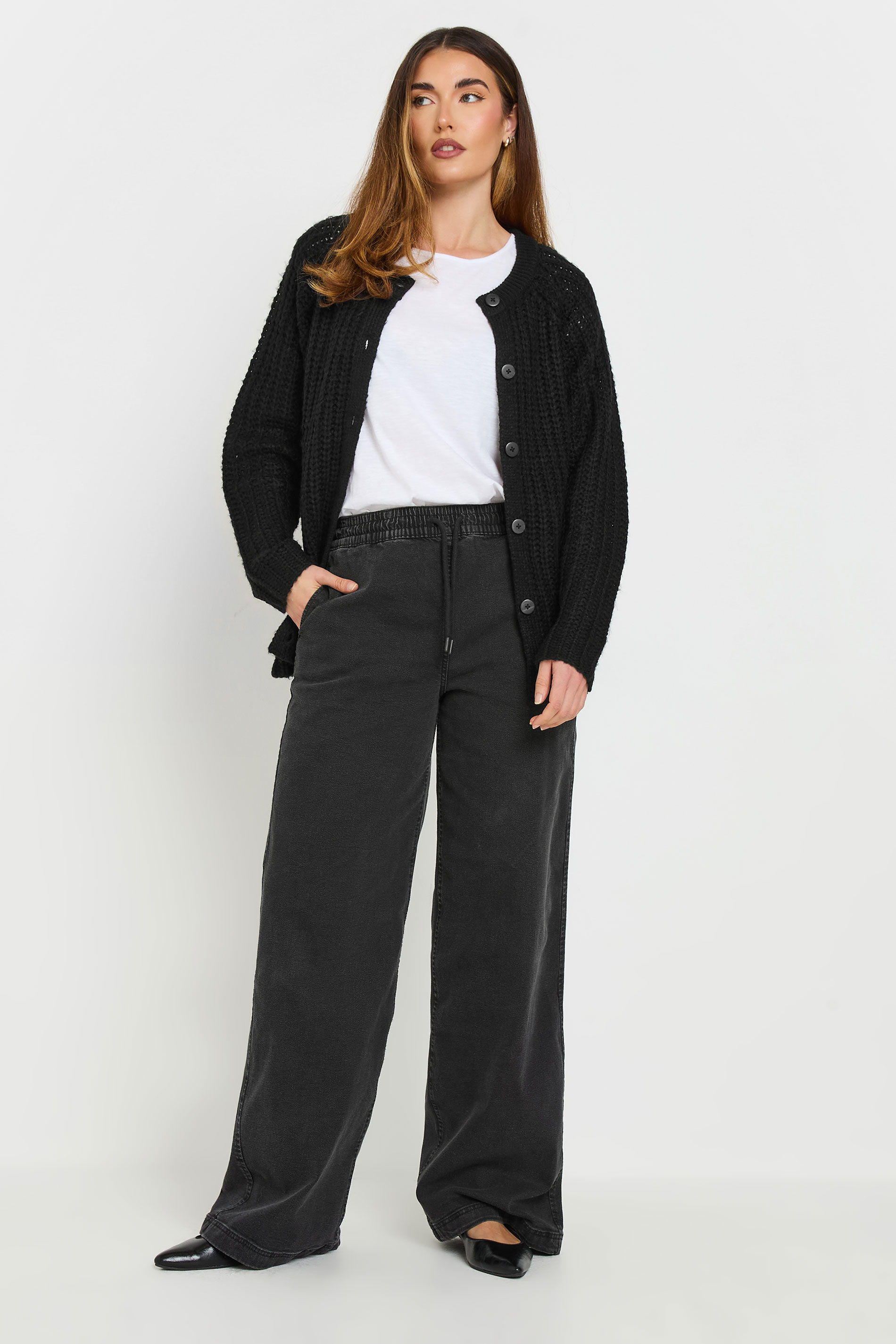 LTS Tall Black Chunky Knitted Cardigan | Long Tall Sally 2