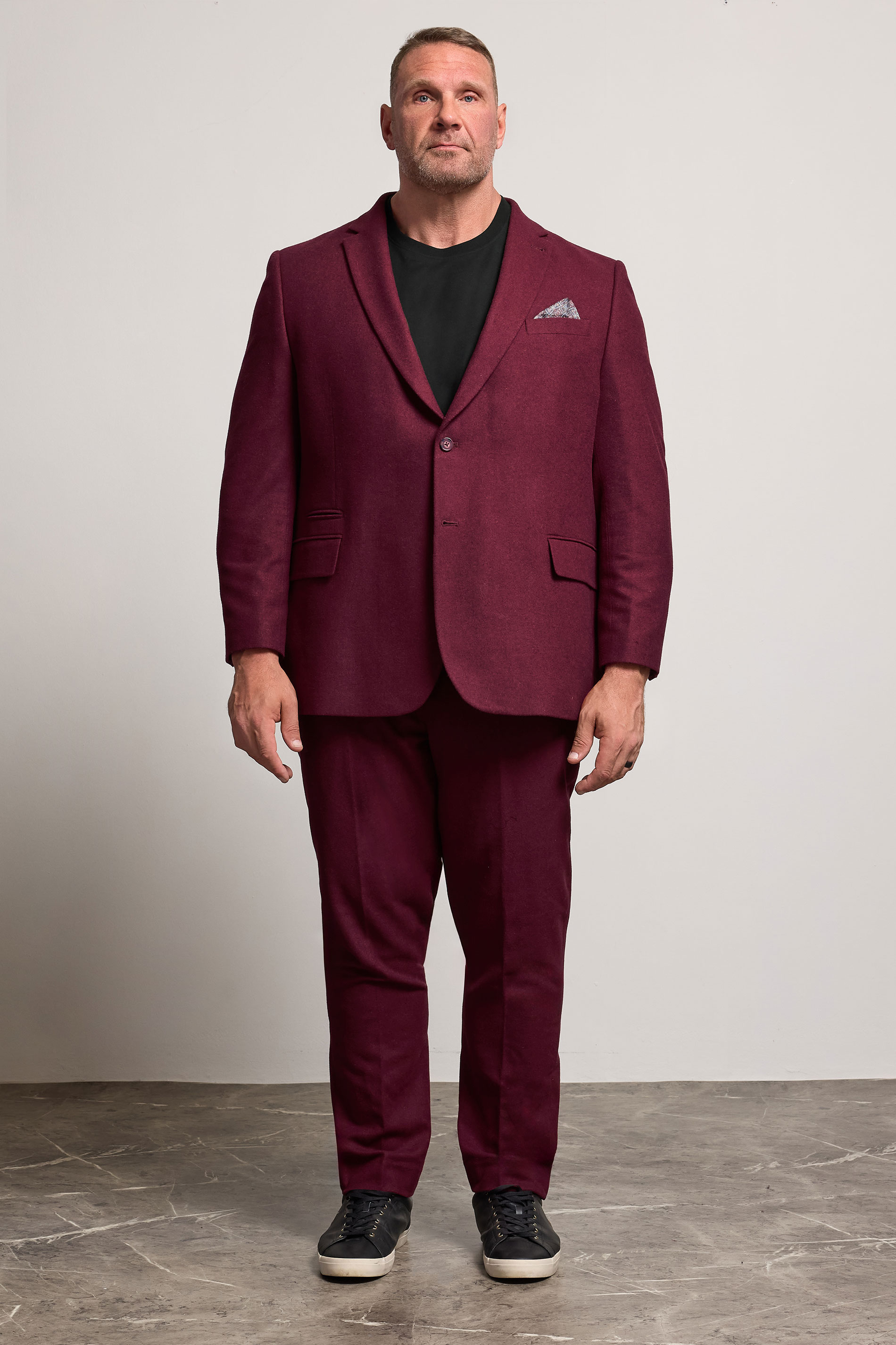 BadRhino Tailoring Big & Tall Burgundy Red Tweed Suit Jacket  2