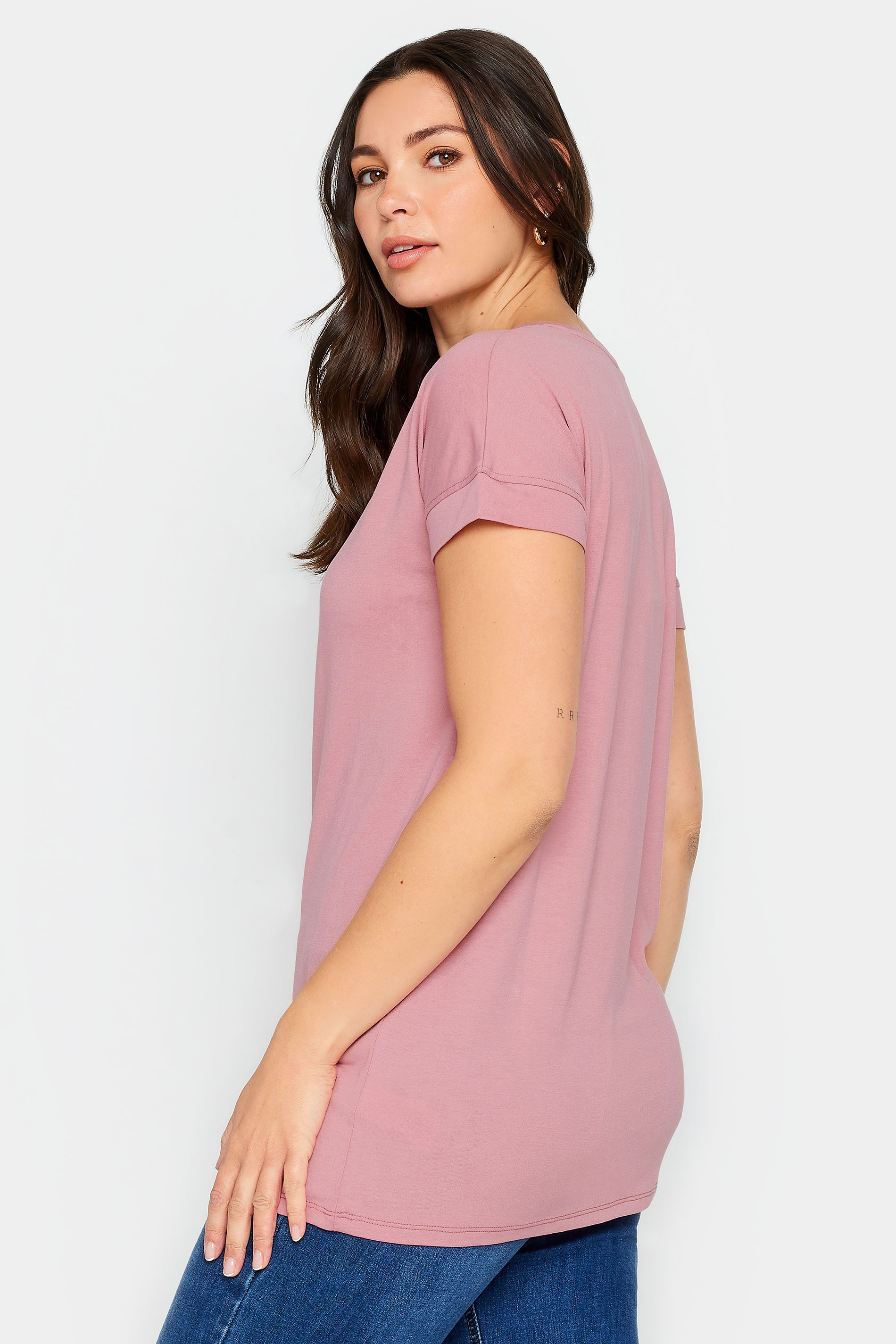 LTS PREMIUM Tall Womens Pink V-Neck T-Shirt | Long Tall Sally 3