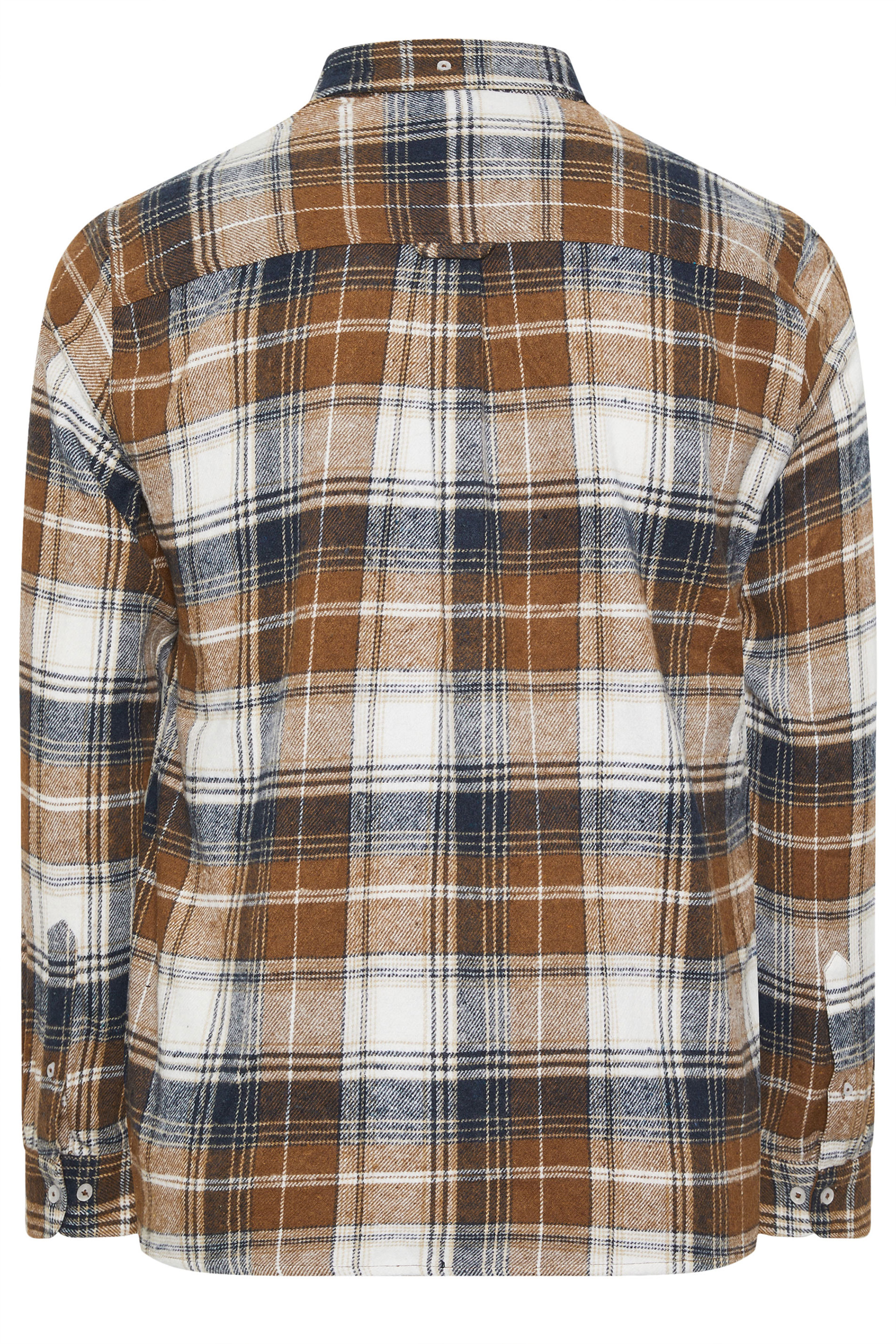 BadRhino Big & Tall Tan Brown & Navy Blue Brushed Checked Shirt | BadRhino 7