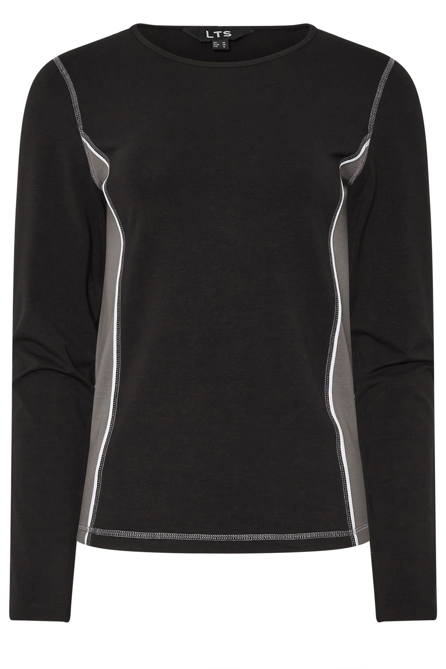 LTS Tall Black Active Colourblock Long Sleeve T-Shirt | Long Tall Sally 6