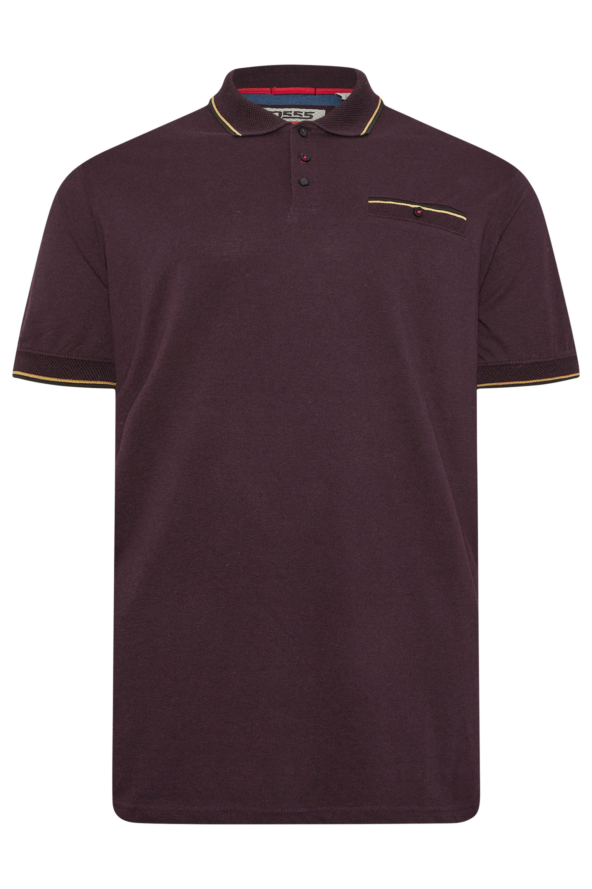 D555 Big & Tall Burgundy Red Jacquard Pique Polo Shirt | BadRhino 4