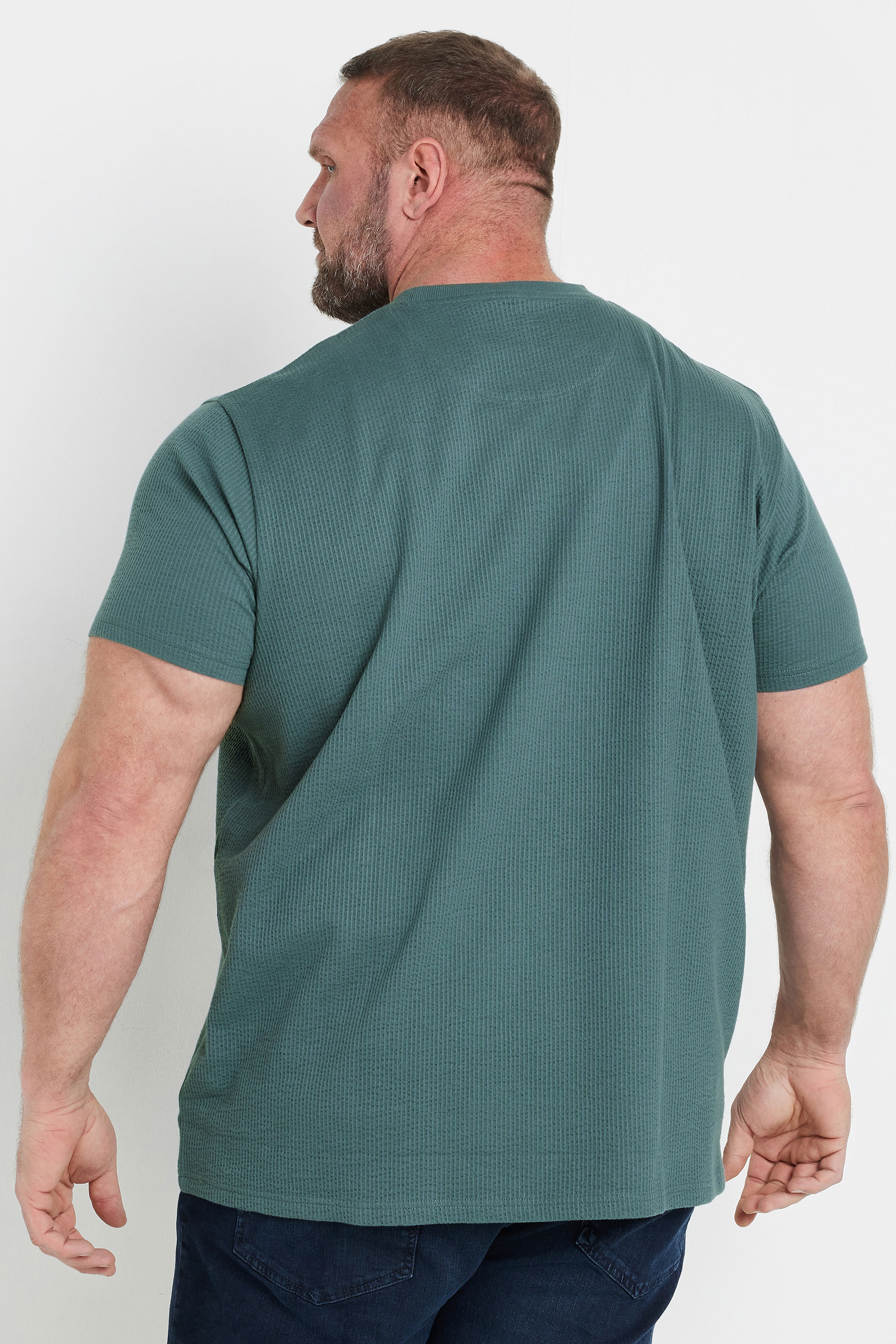 BadRhino Big & Tall Green Seersucker Textured T-Shirt | BadRhino 4