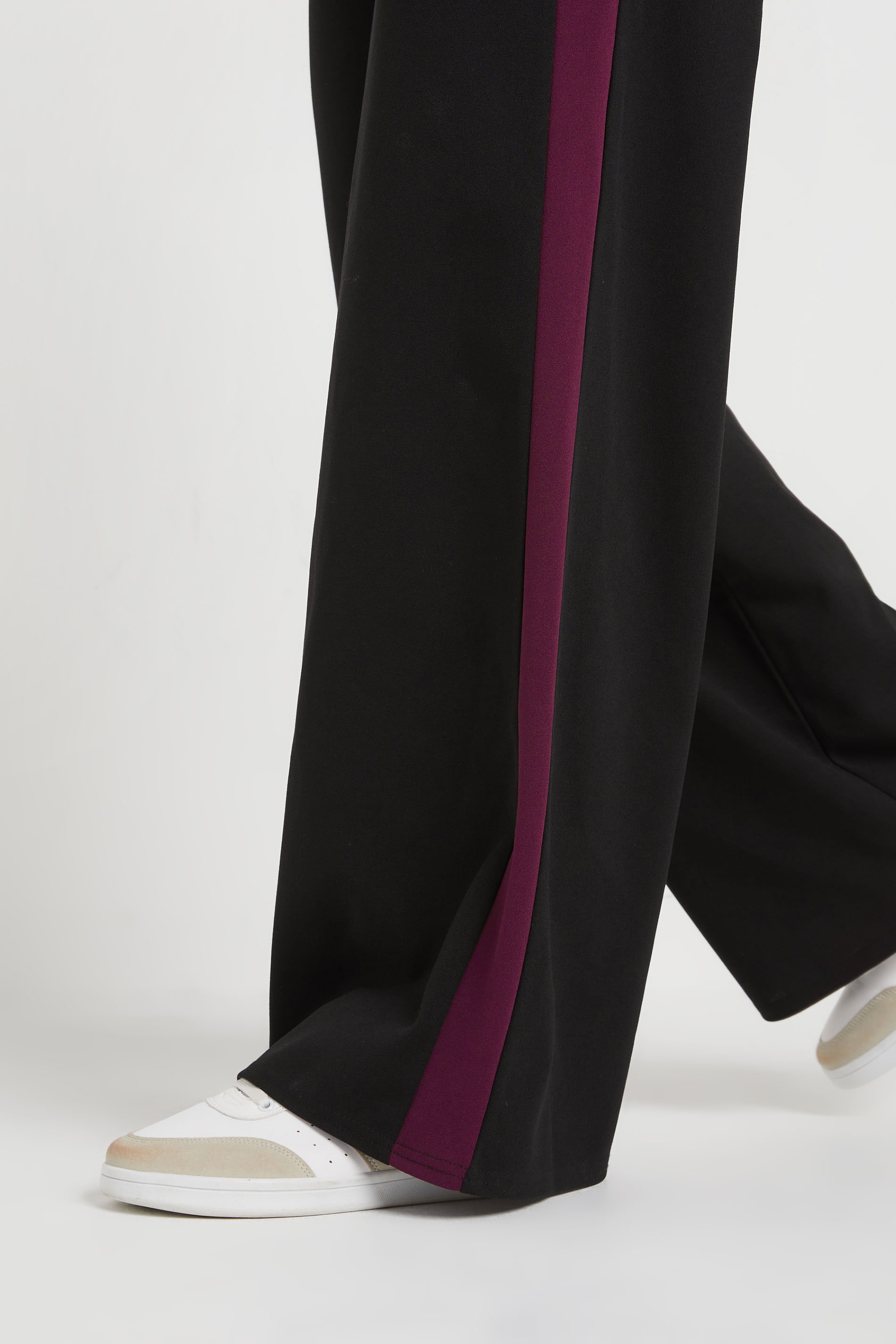LTS Tall Burgundy Red Stripe Wide Leg Trousers | Long Tall Sally 4