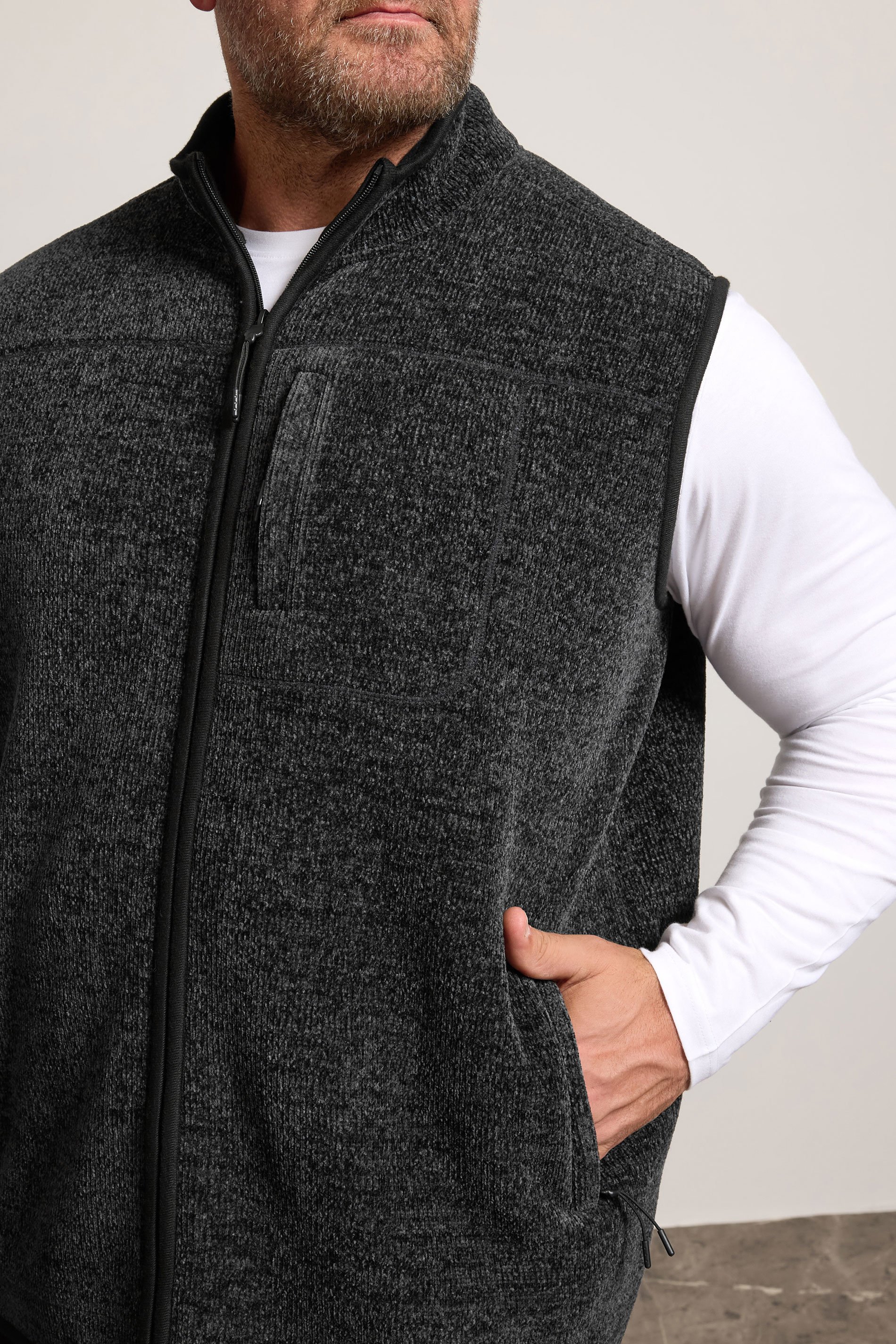 BadRhino Big & Tall Grey Fleece Pocket Gilet | BadRhino 5