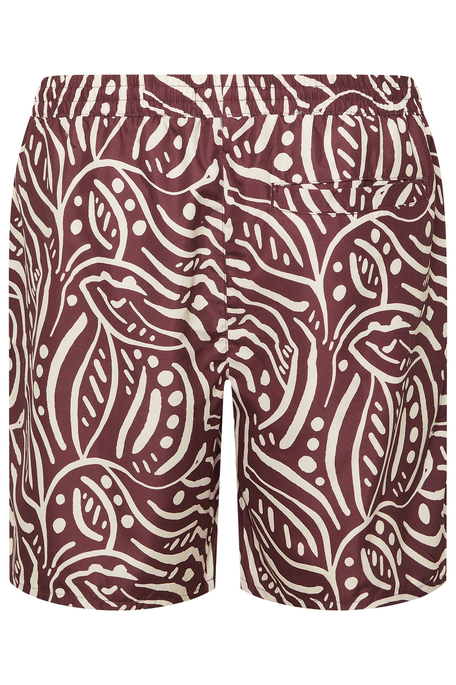 BadRhino Big & Tall Burgundy Red Abstract Print Swim Shorts | BadRhino 7