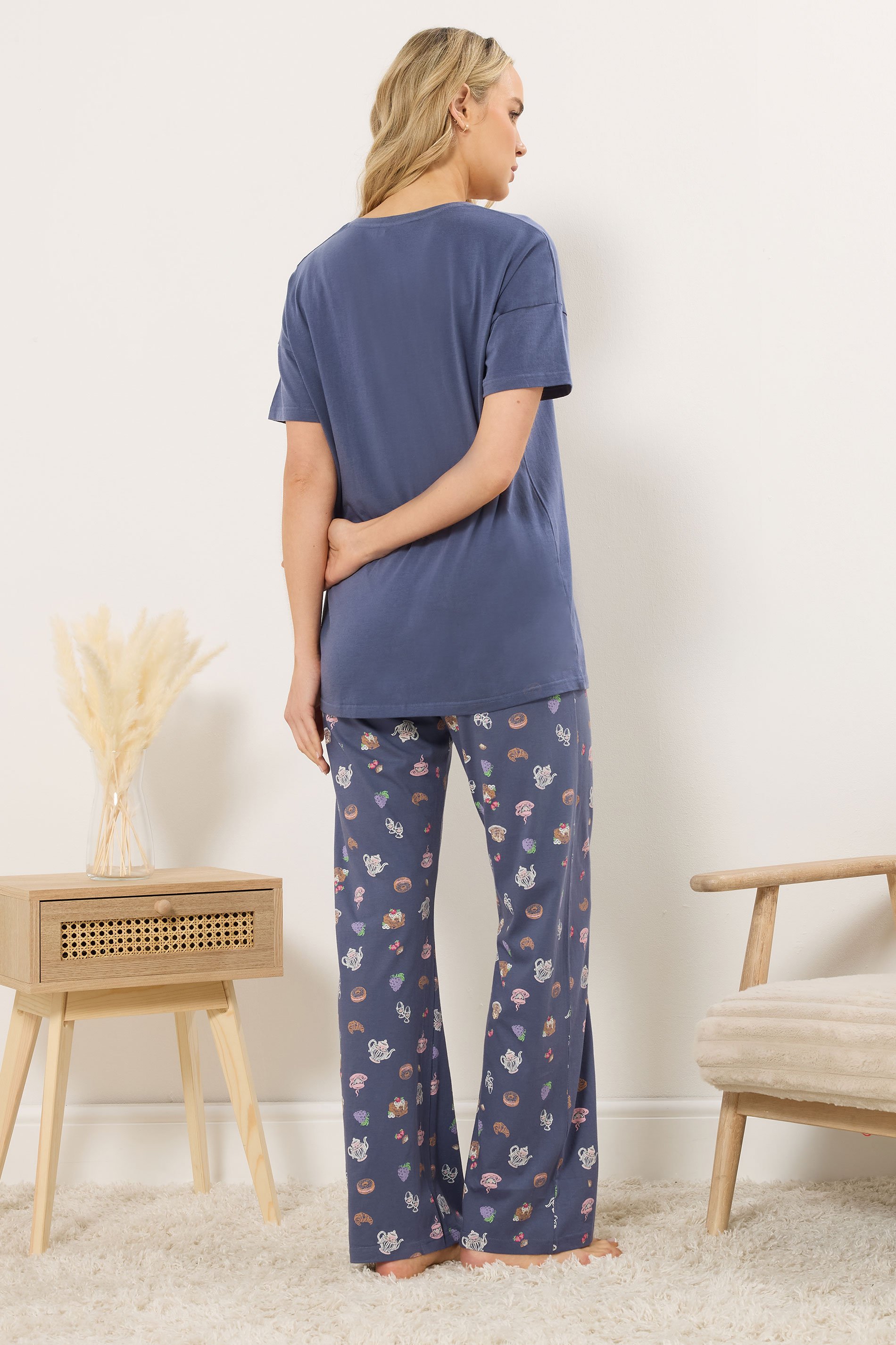 LTS Tall Women's Charcoal Grey Breakfast Graphic Pyjama Set | Long Tall Sally 3