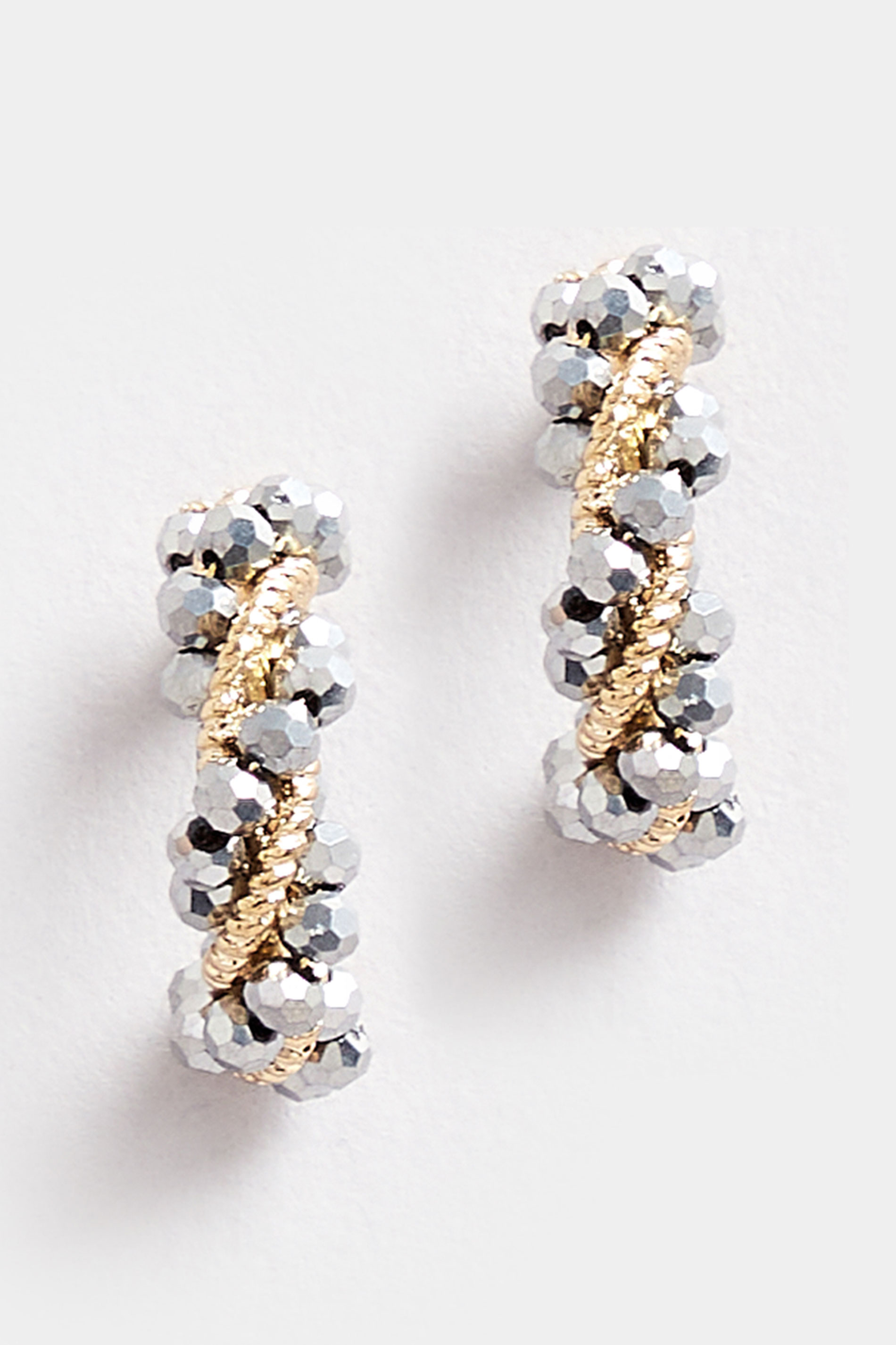 Gold Tone Diamante Twisted Hoop Earrings | Yours Clothing 2