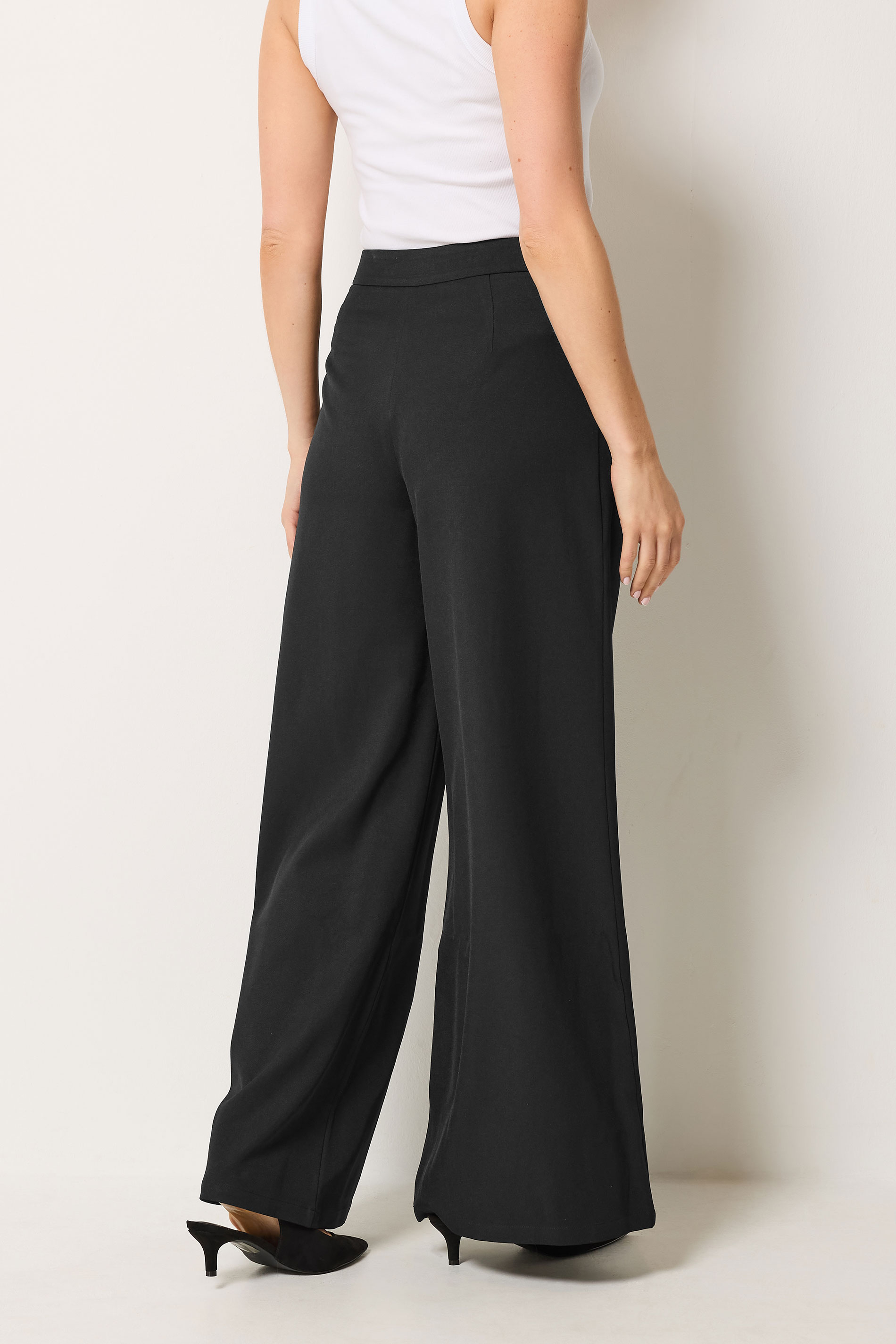 LTS Tall Women's Black Pleat Front Wide Leg Trousers | Evans 2