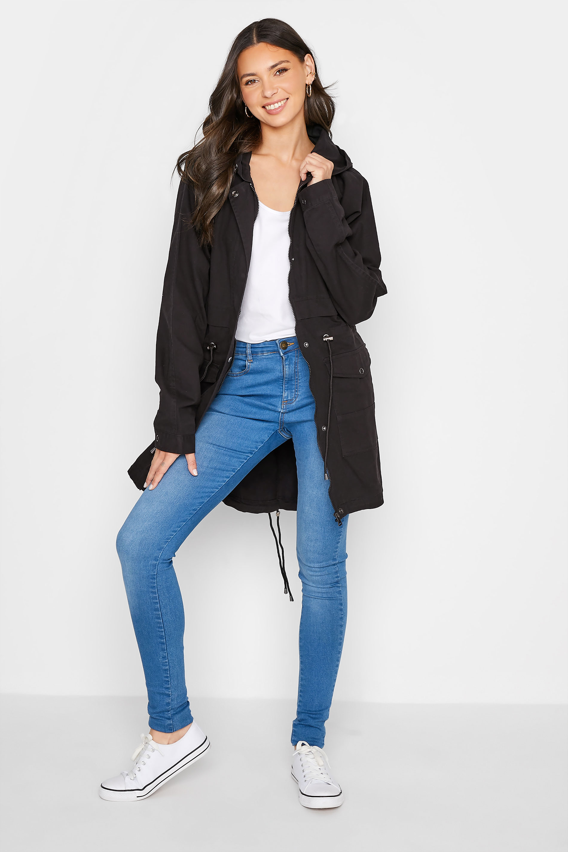 LTS Tall Women's Black Cotton Twill Parka | Long Tall Sally