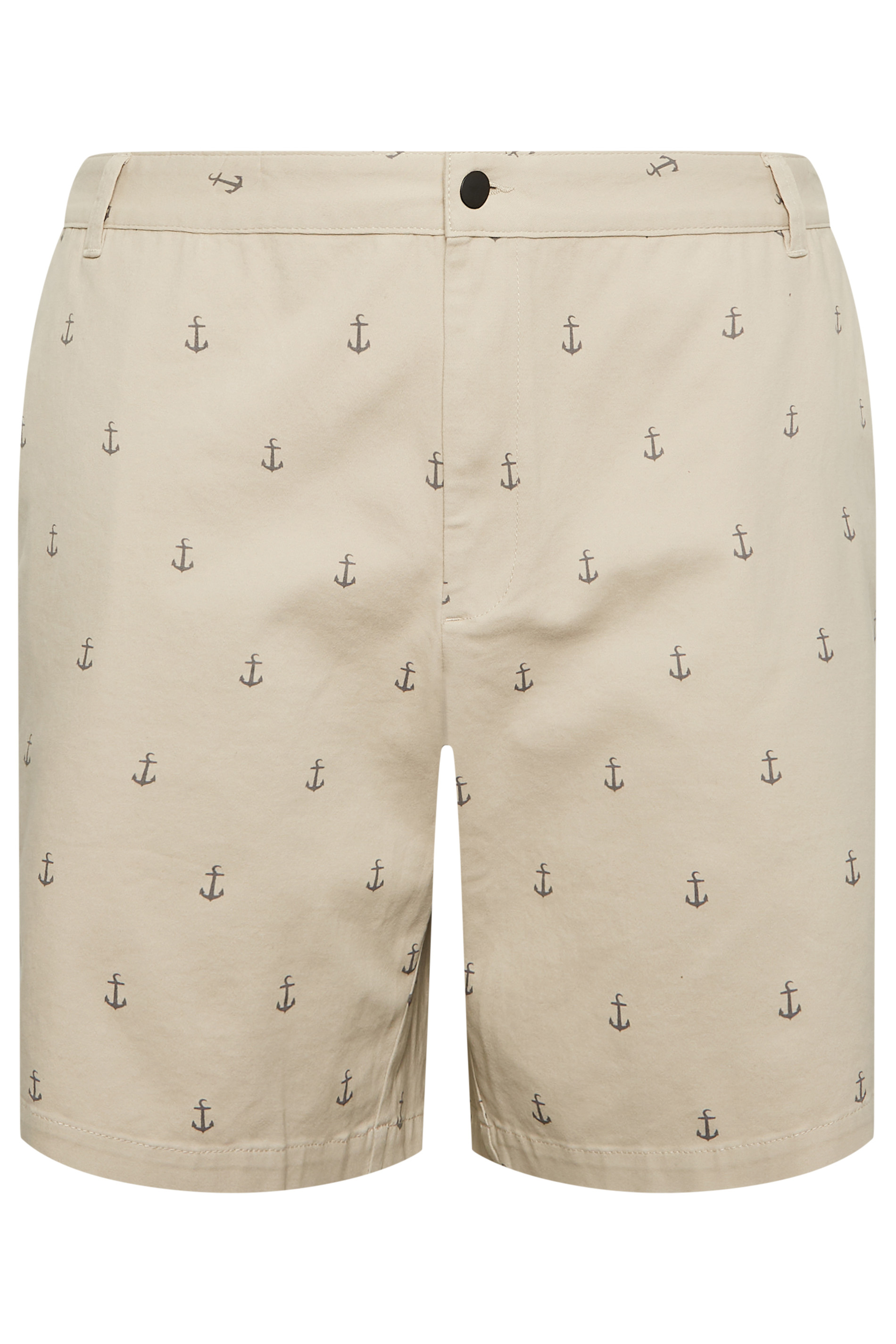 BadRhino Big & Tall Mens Plus Size Beige Brown Anchor Print Chino Shorts | BadRhino  4