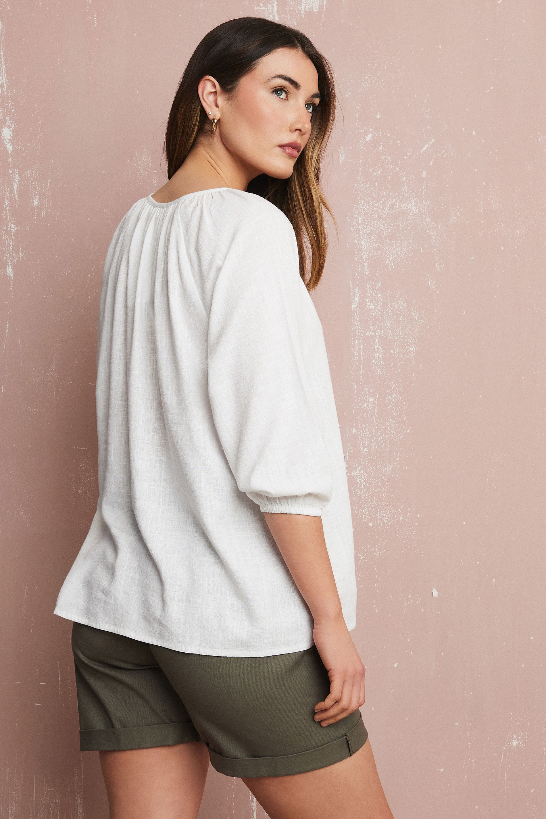 LTS Tall White Linen Tie Front Top | Long Tall Sally 4