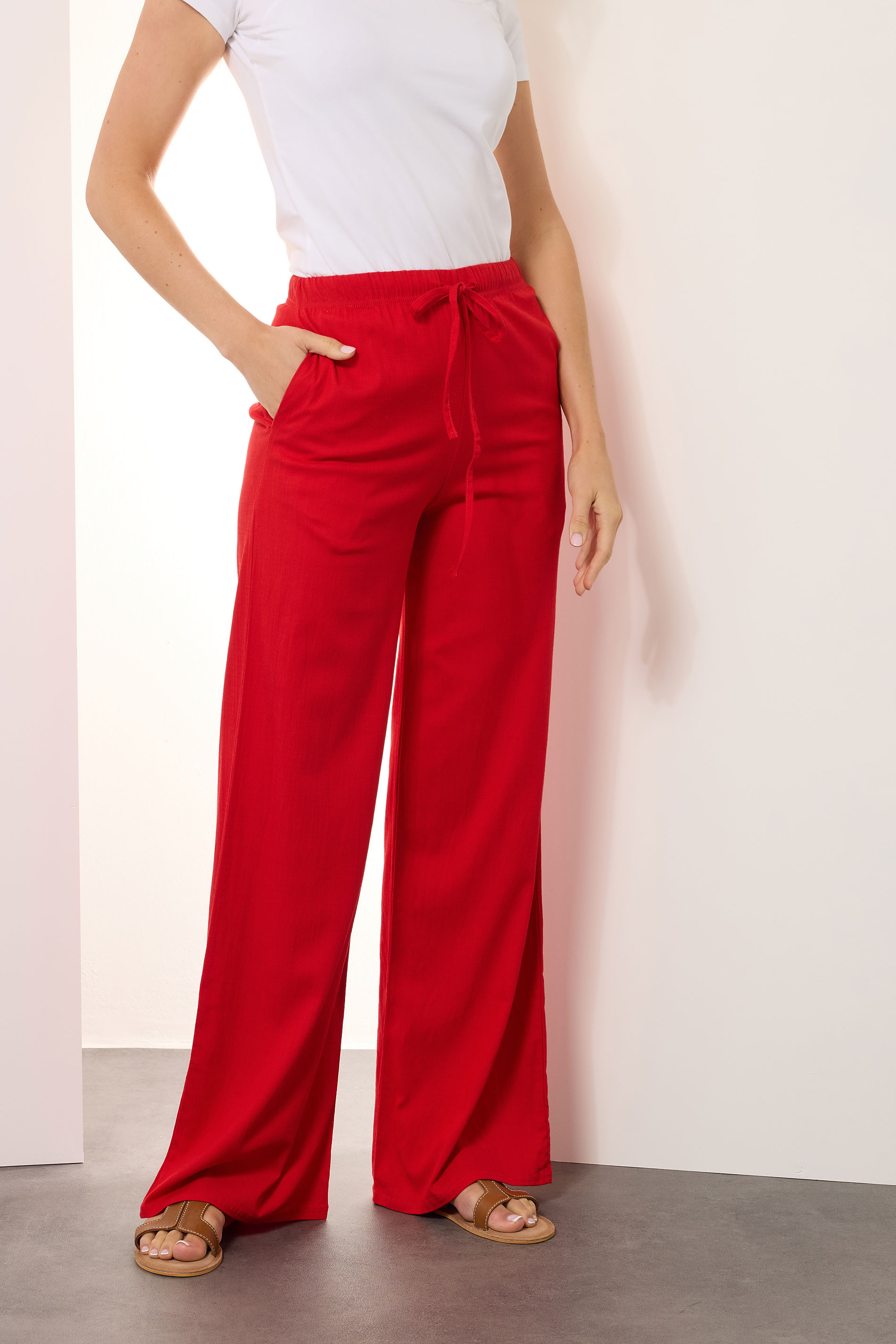 LTS Tall Red Wide Leg Trousers | Long Tall Sally 2