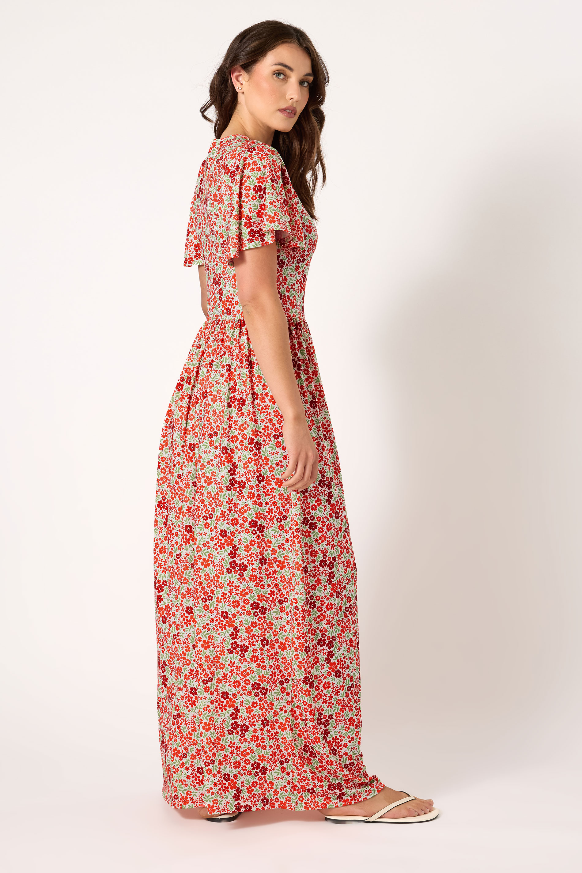 LTS Tall Red Ditsy Angel Sleeve Maxi Dress | Long Tall Sally 3