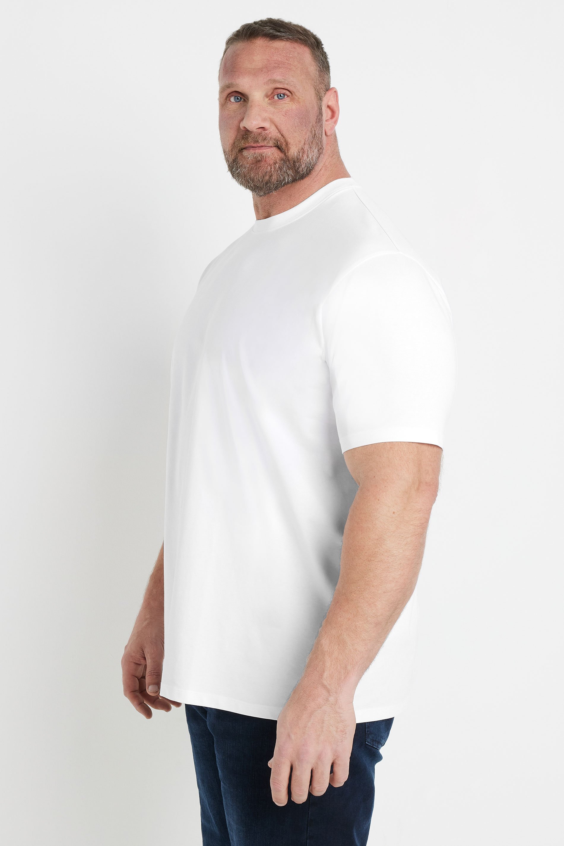 BadRhino Big & Tall White Soft Touch Relaxed Fit T-Shirt | BadRhino 3