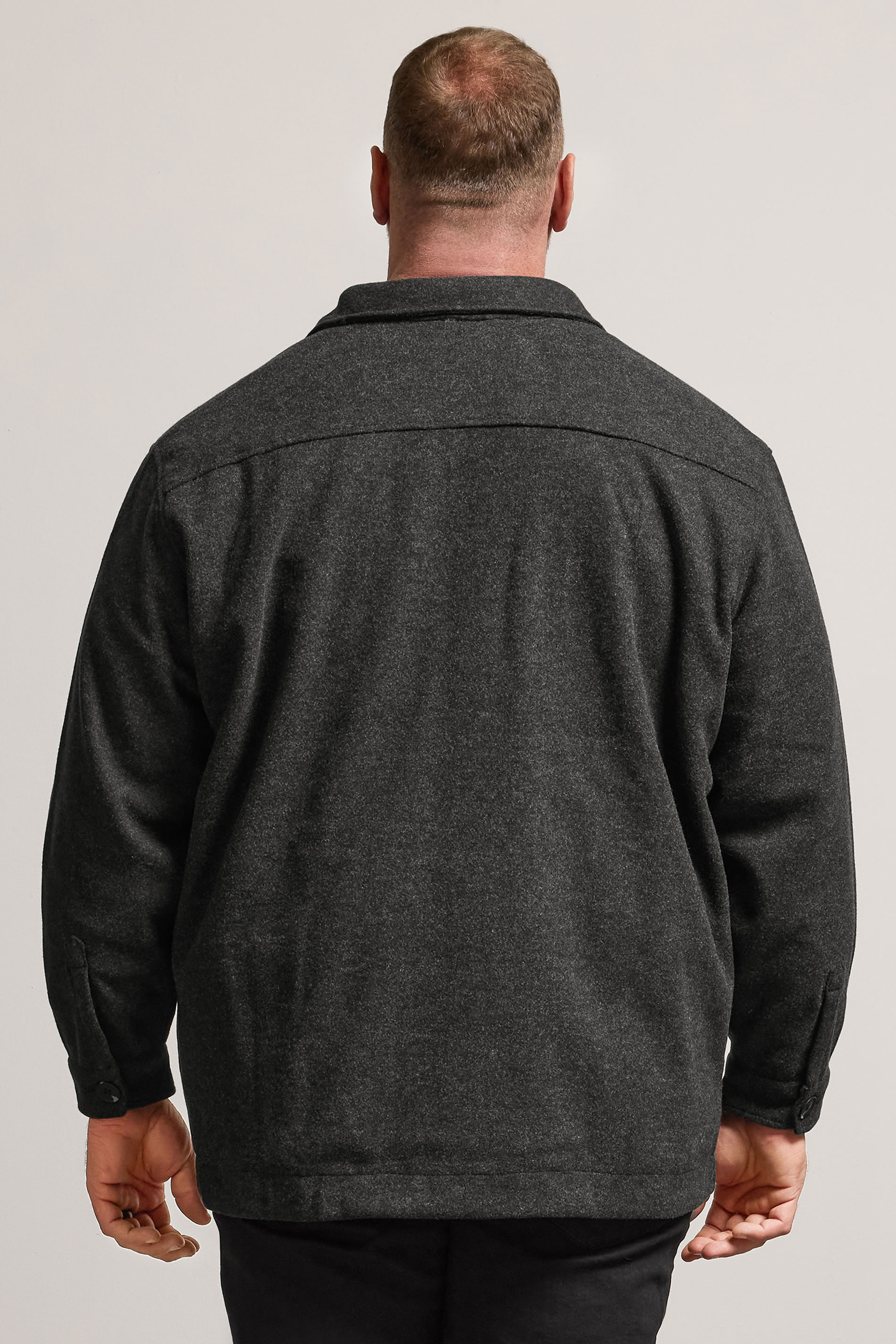 BadRhino Big & Tall Charcoal Grey Premium Button Down Shacket | BadRhino 3