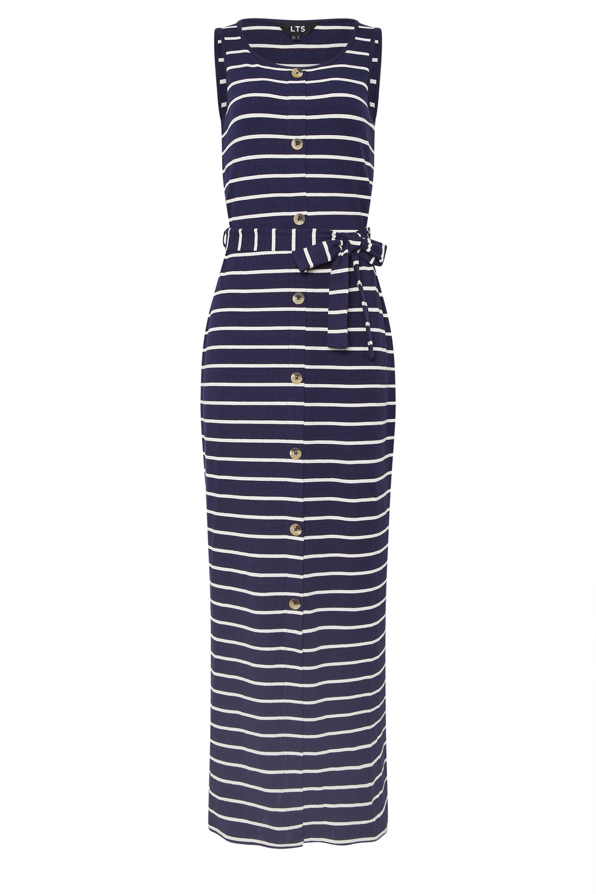 LTS Tall Navy Blue Striped Button Through Dress | Long Tall Sally 5
