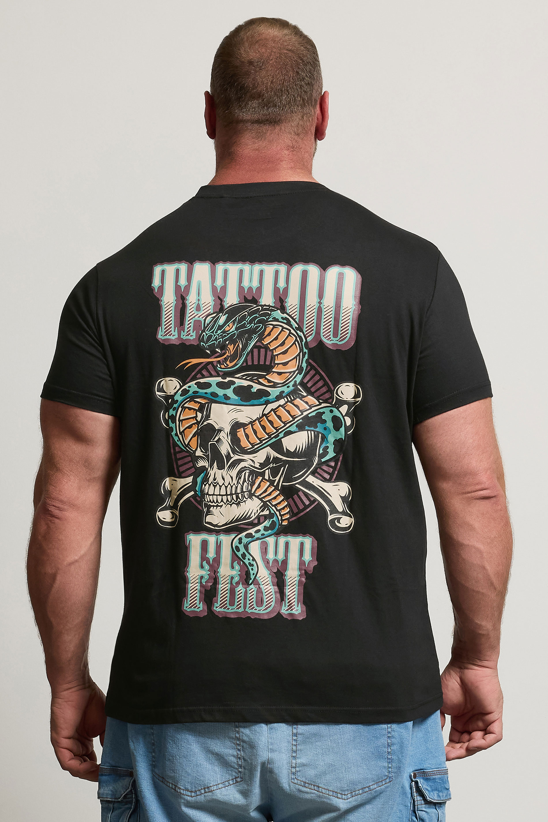 BadRhino Big & Tall Black 'Tattoo Fest' Graphic Print T-Shirt | BadRhino 3