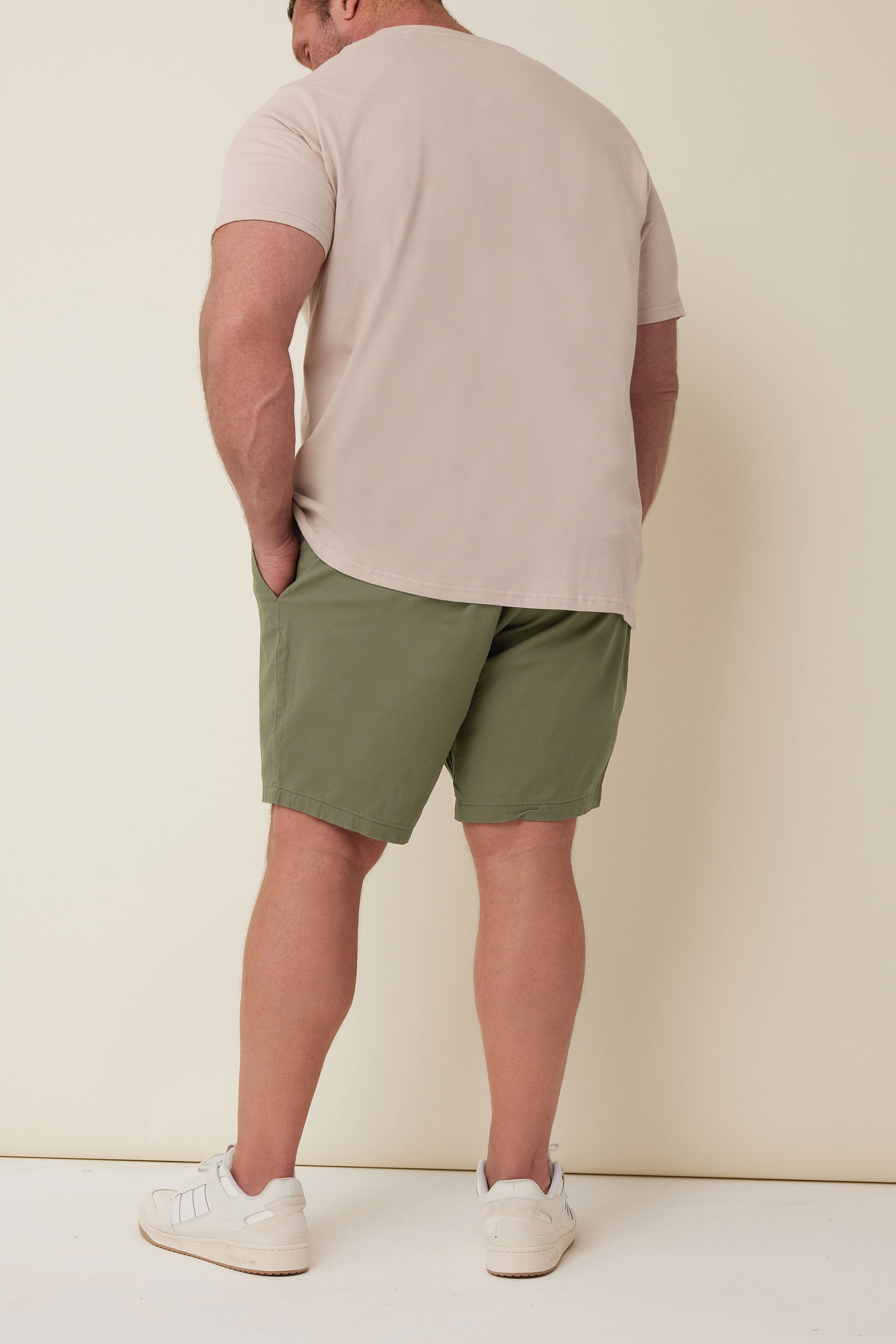 BadRhino Khaki Green Stretch Elasticated Waist Chino Shorts | BadRhino 3