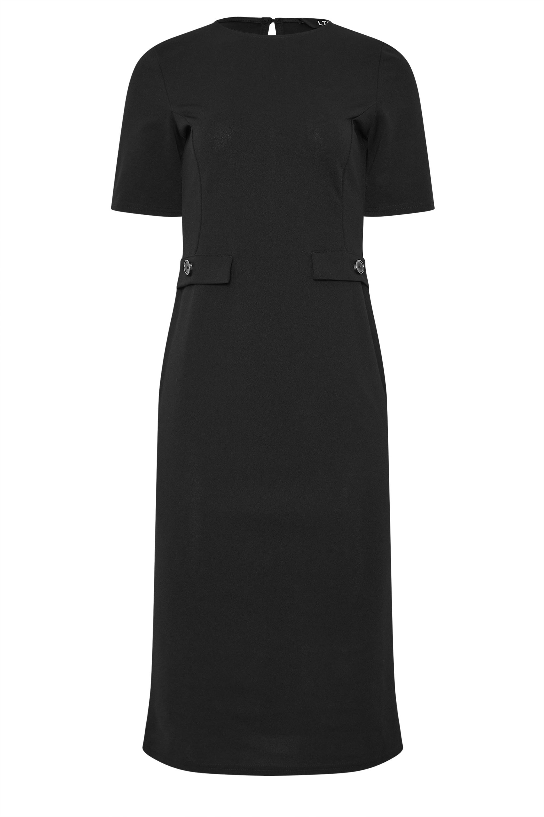 LTS Tall Black Scuba Button Formal Midi Dress | Long Tall Sally 5
