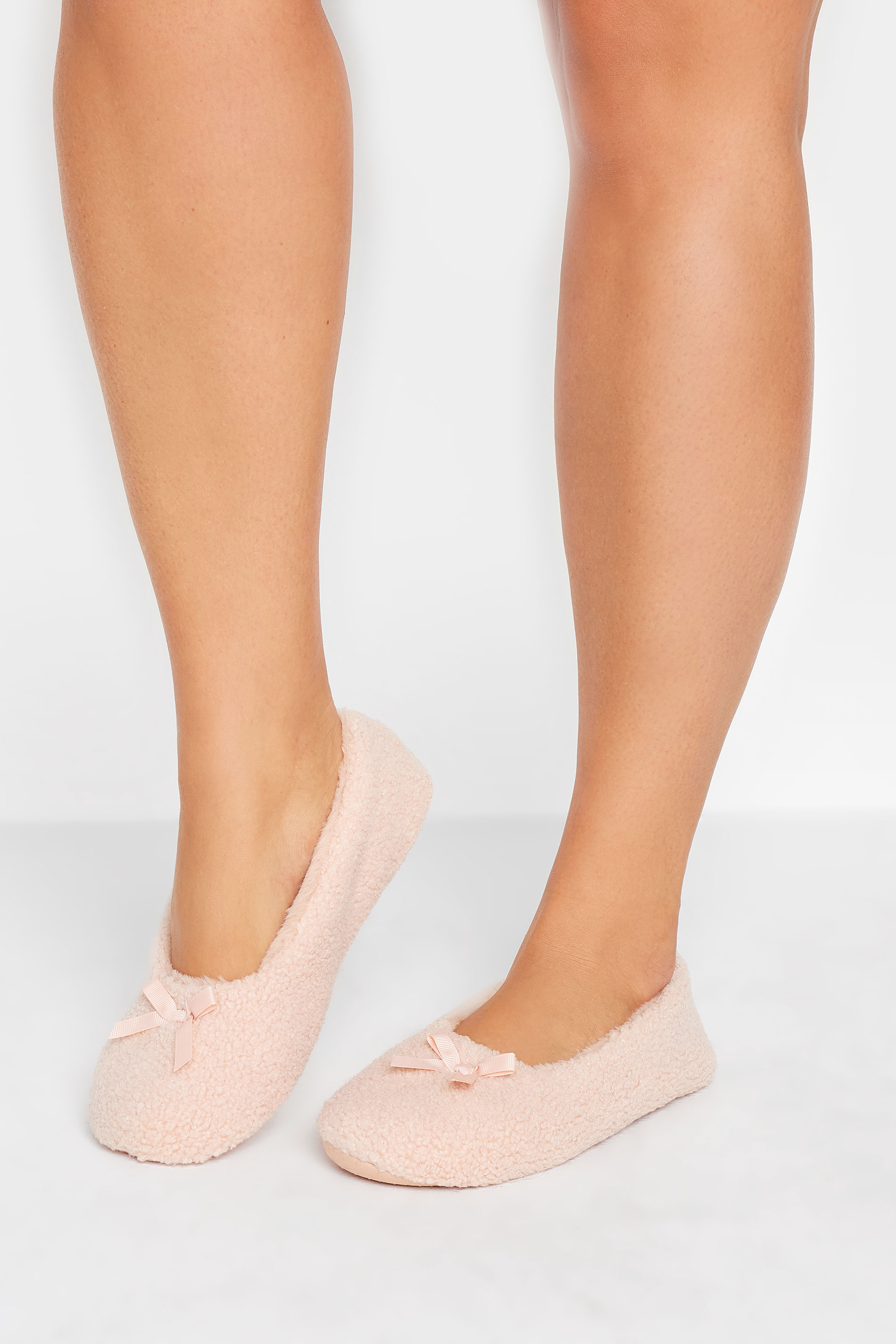 Pink Teddy Ballet Slippers In Wide E Fit | Yours Clothing 1
