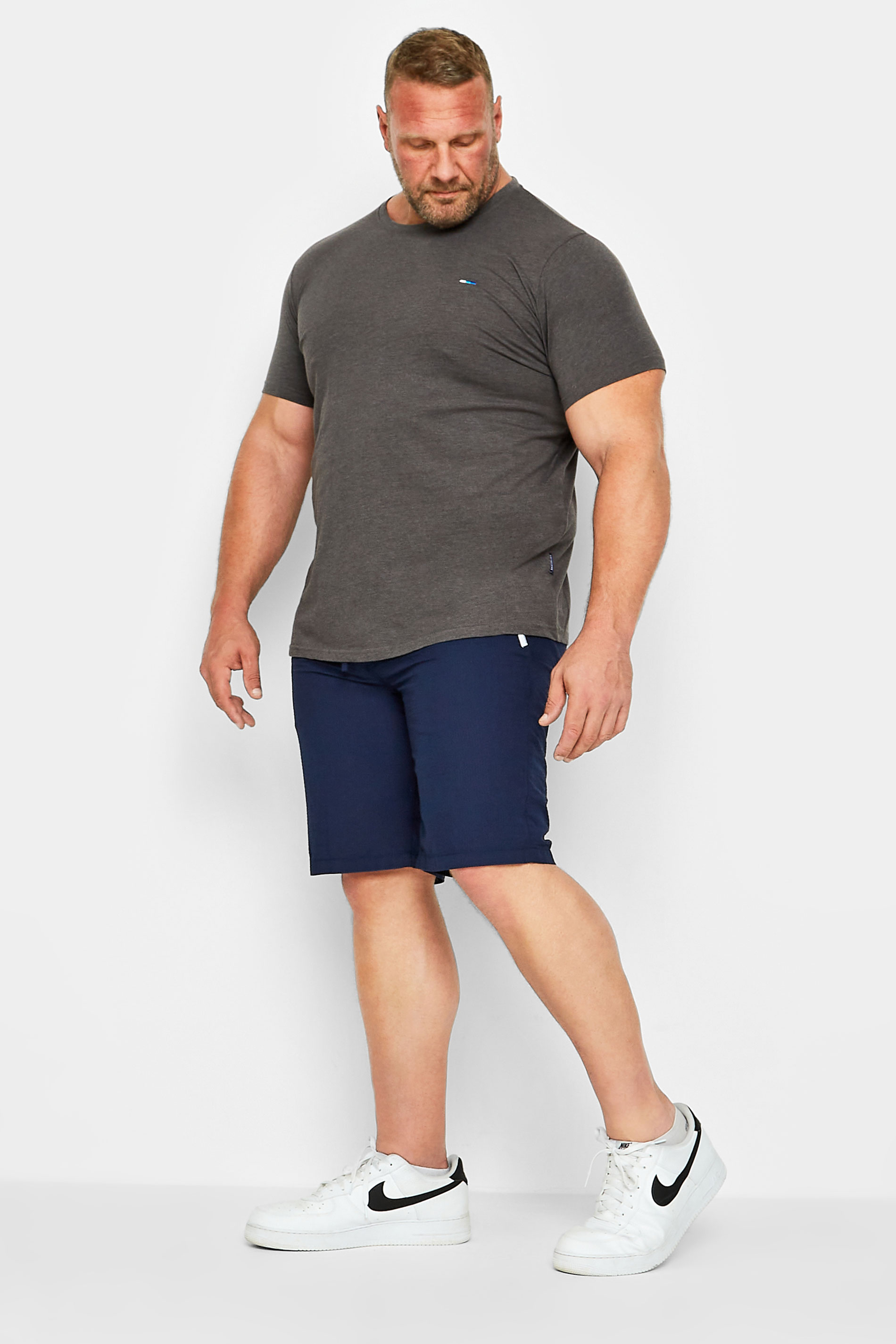 JACK & JONES Big & Tall Navy Blue Seersucker Jogger Shorts | BadRhino 2
