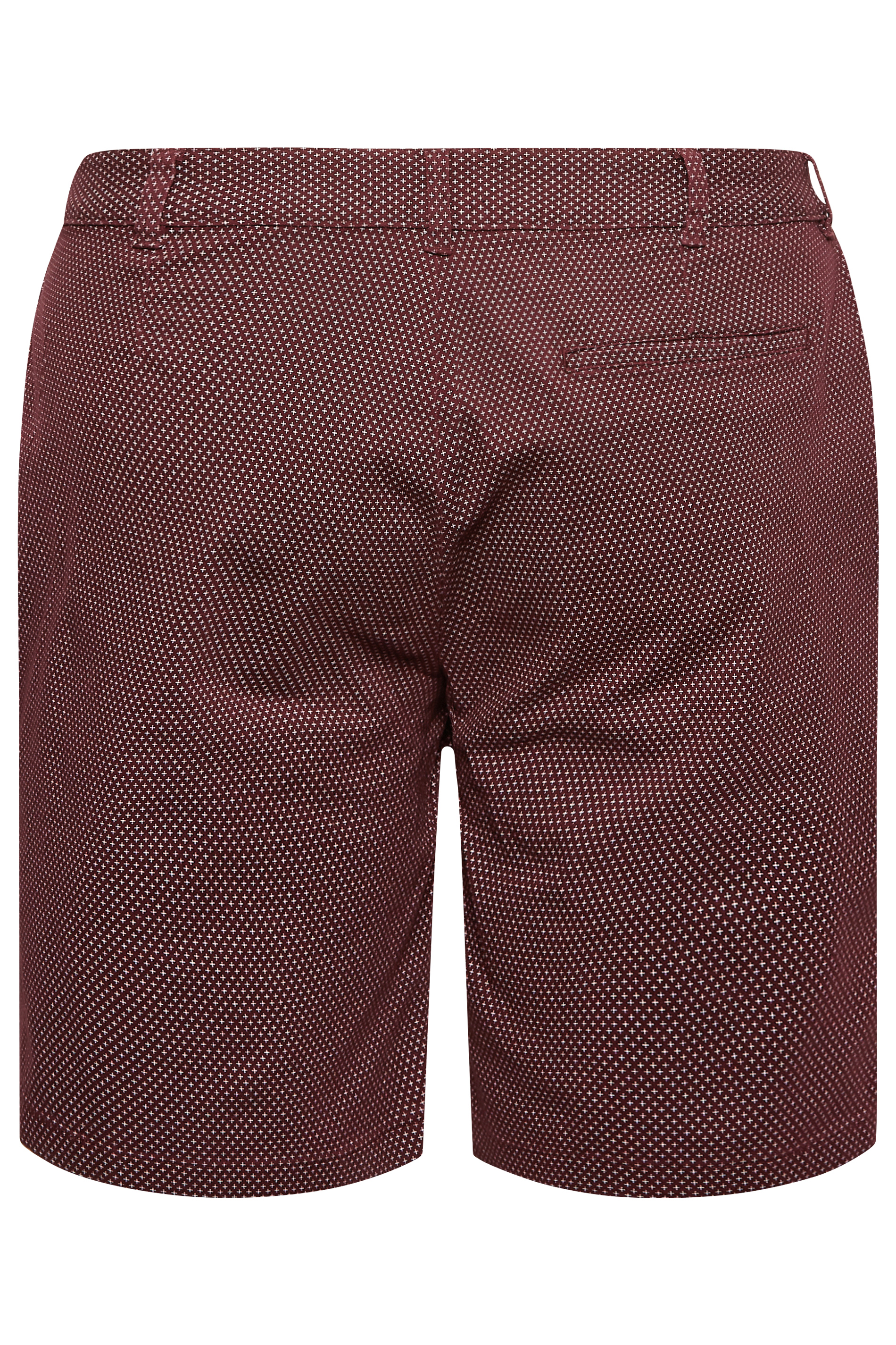 BadRhino Big & Tall Burgundy Red Geometric Print Stretch Chino Shorts | BadRhino 5