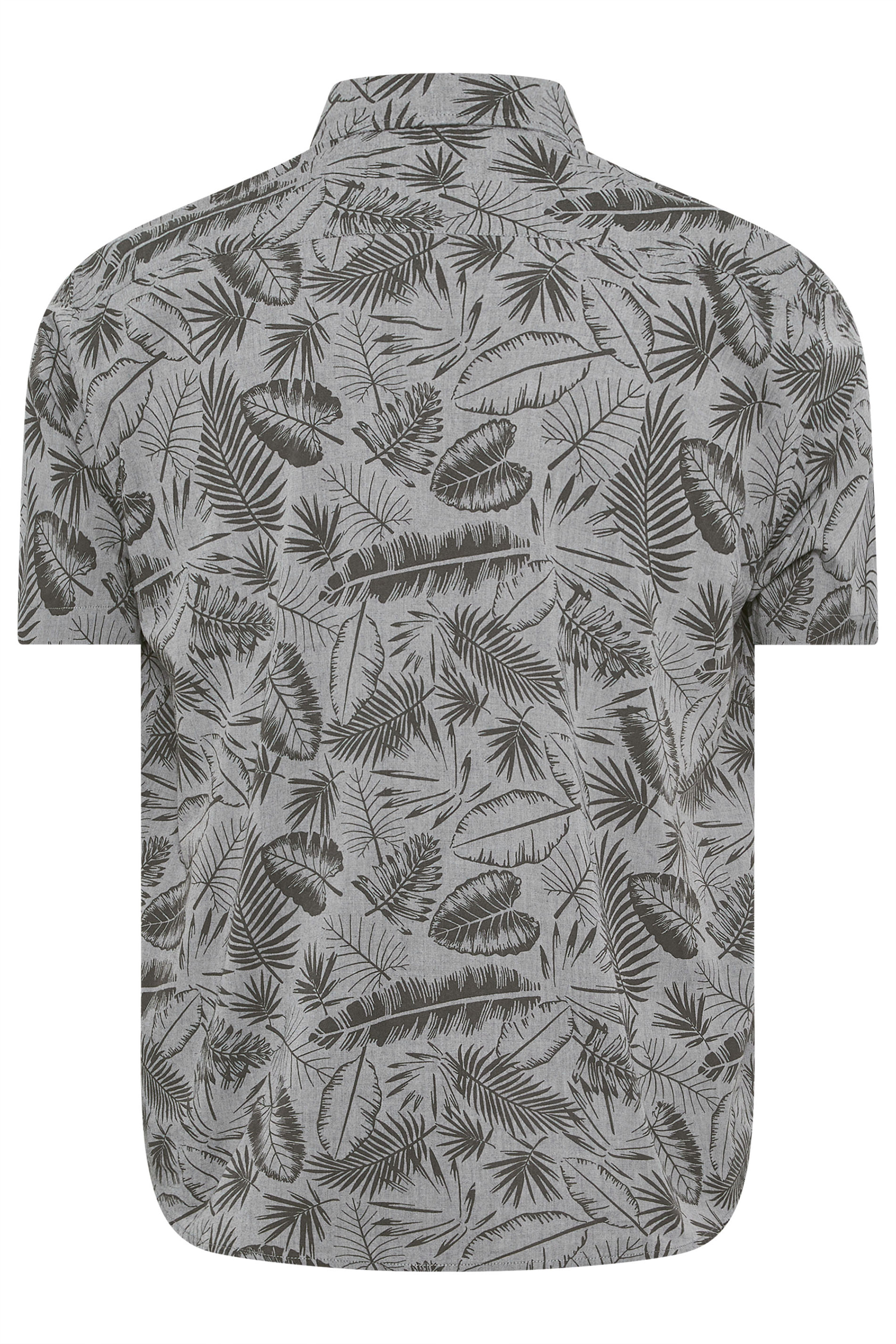 BadRhino Big & Tall Chambray Grey Tonal Leaf Print Shirt | BadRhino 8