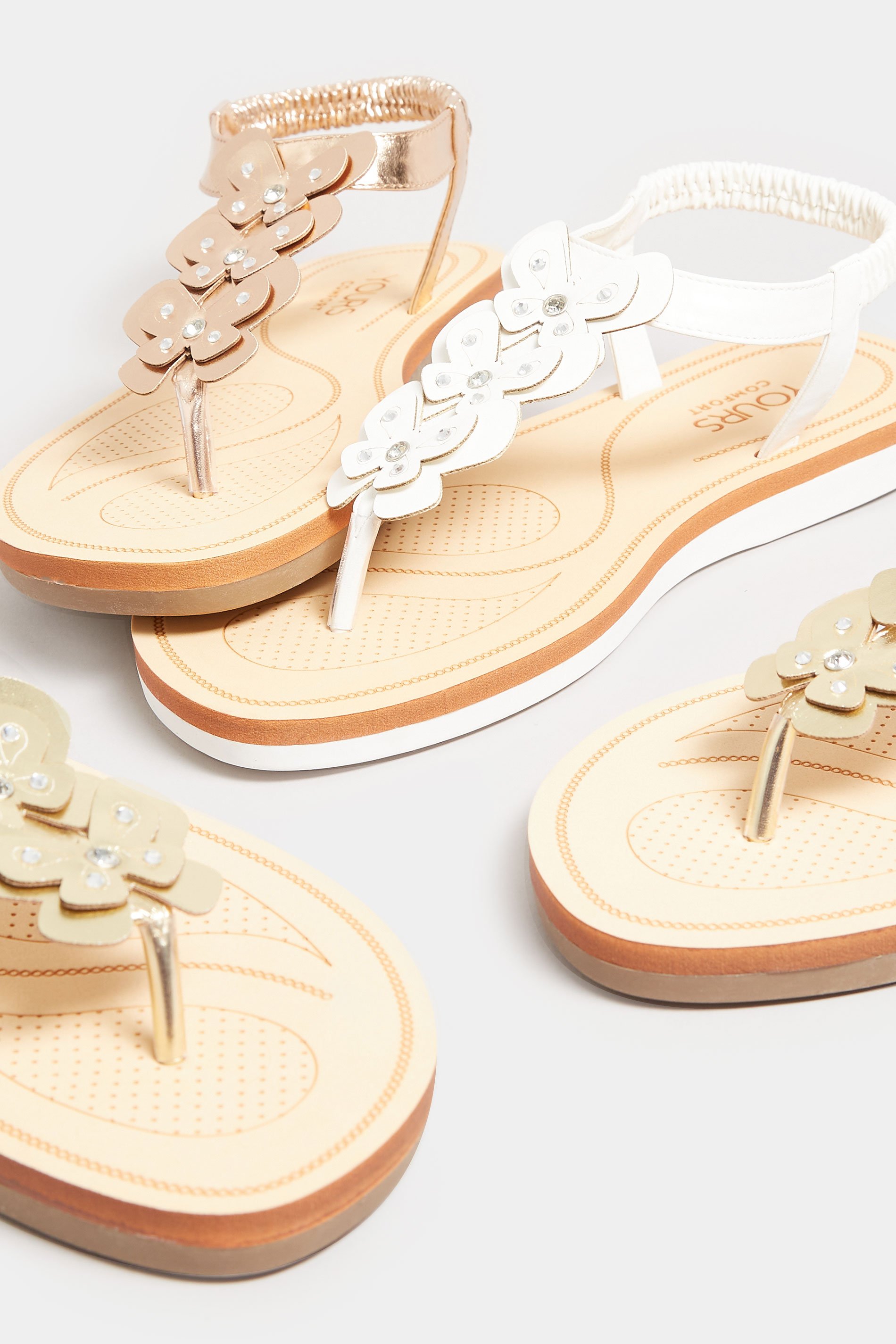 White Diamante Butterfly Sandals In Extra Wide EEE Fit | Yours Clothing 7