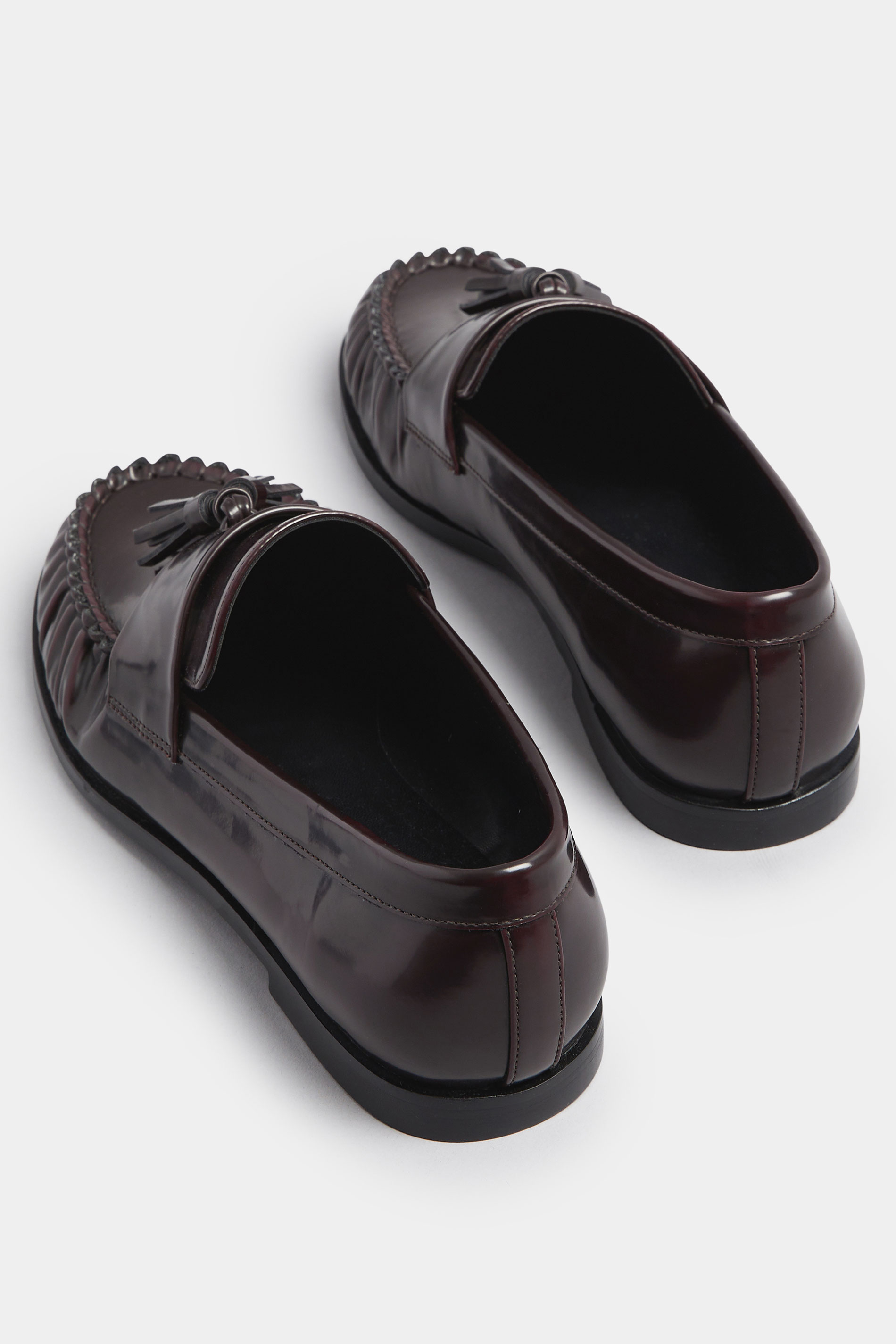 LTS Dark Red Patent Tassel Flat Loafers | Long Tall Sally 4