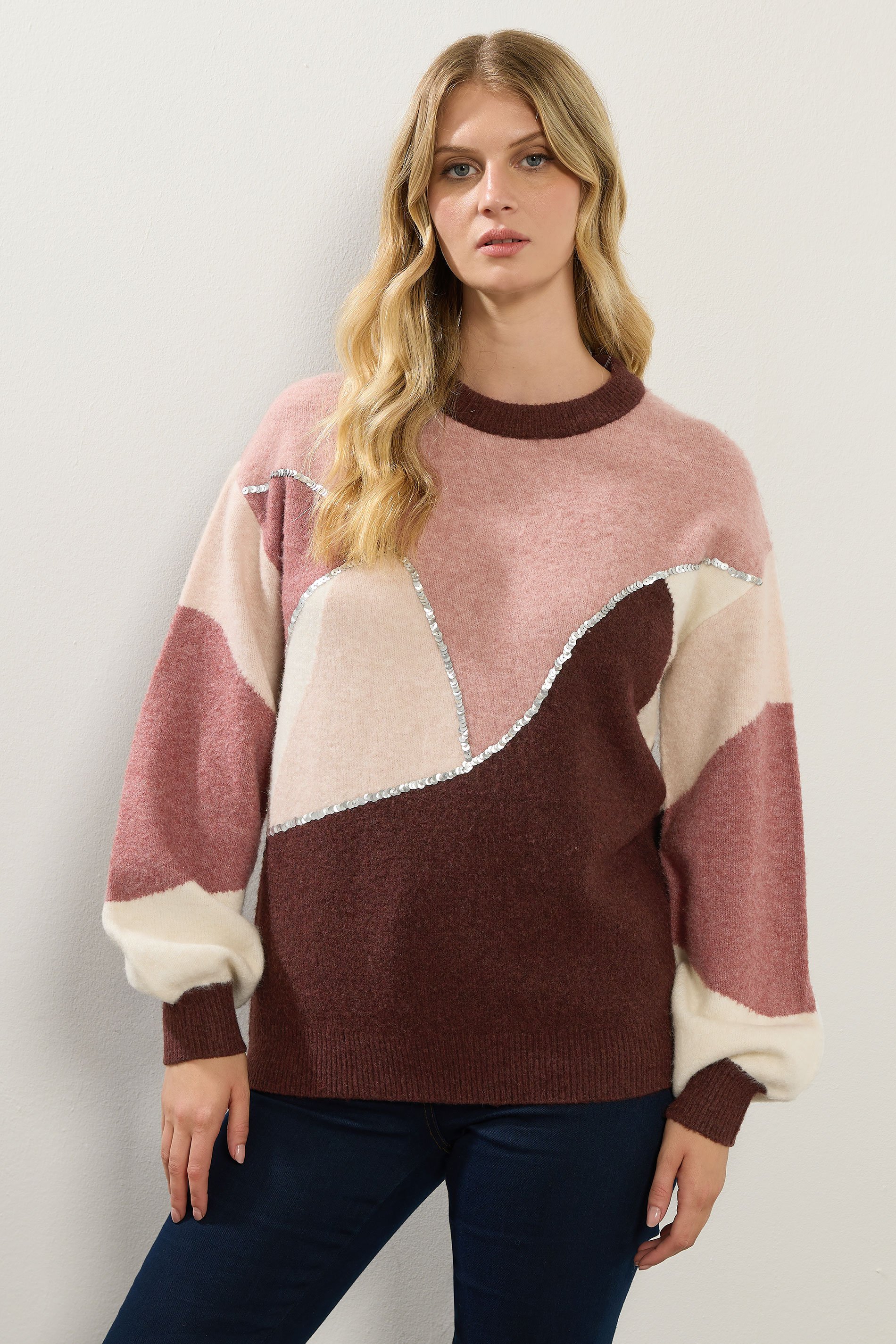 LTS Tall Pink Contrast Sequin Jumper | Long Tall Sally 2
