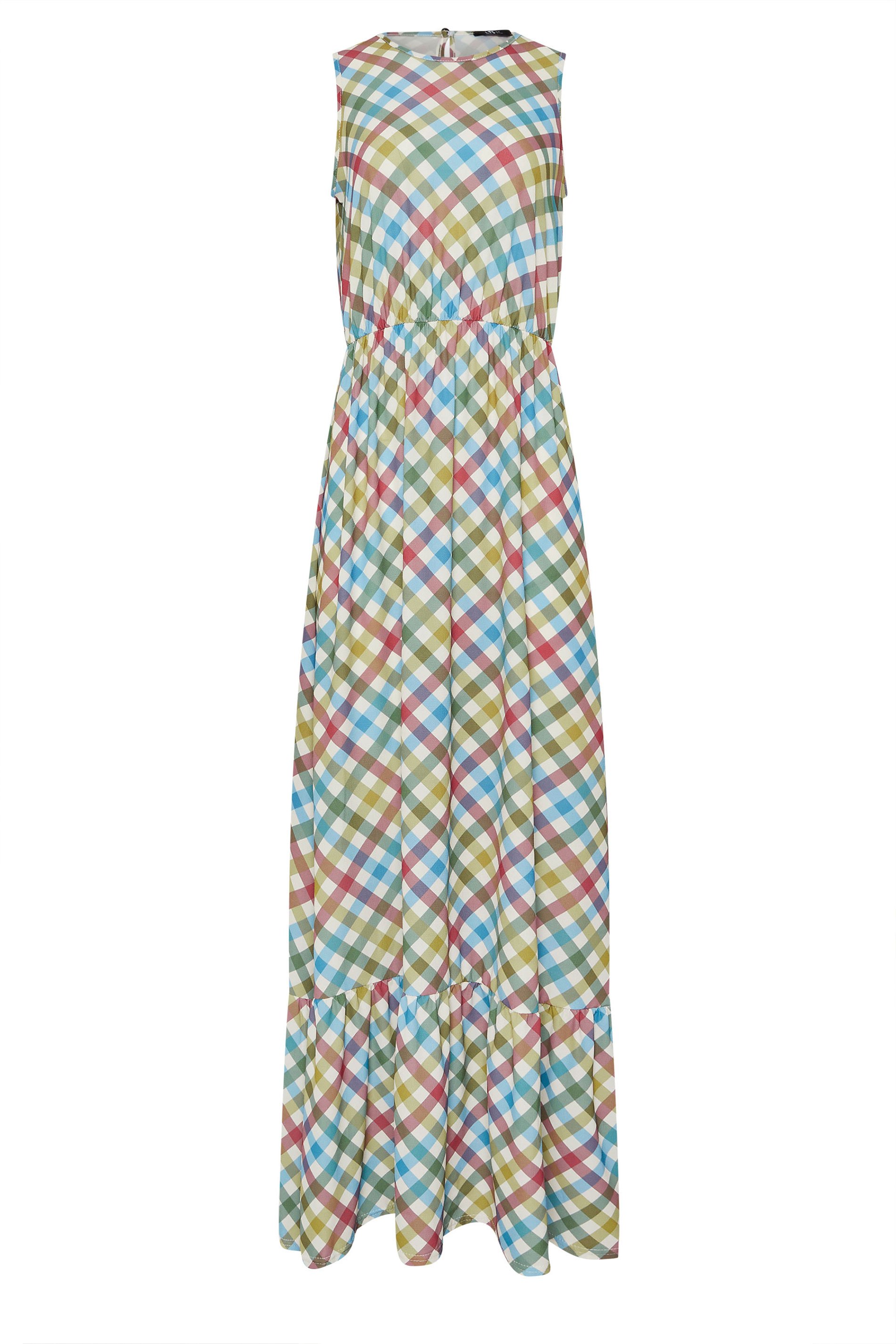 LTS Tall Green Gingham Sleeveless Tiered Maxi Dress | Long Tall Sally 5