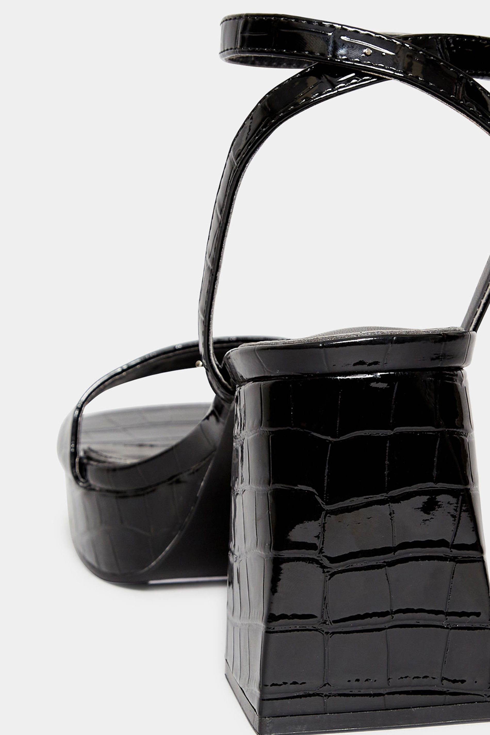 LTS Black Croc Platform Heels In Standard Fit | Long Tall Sally 4