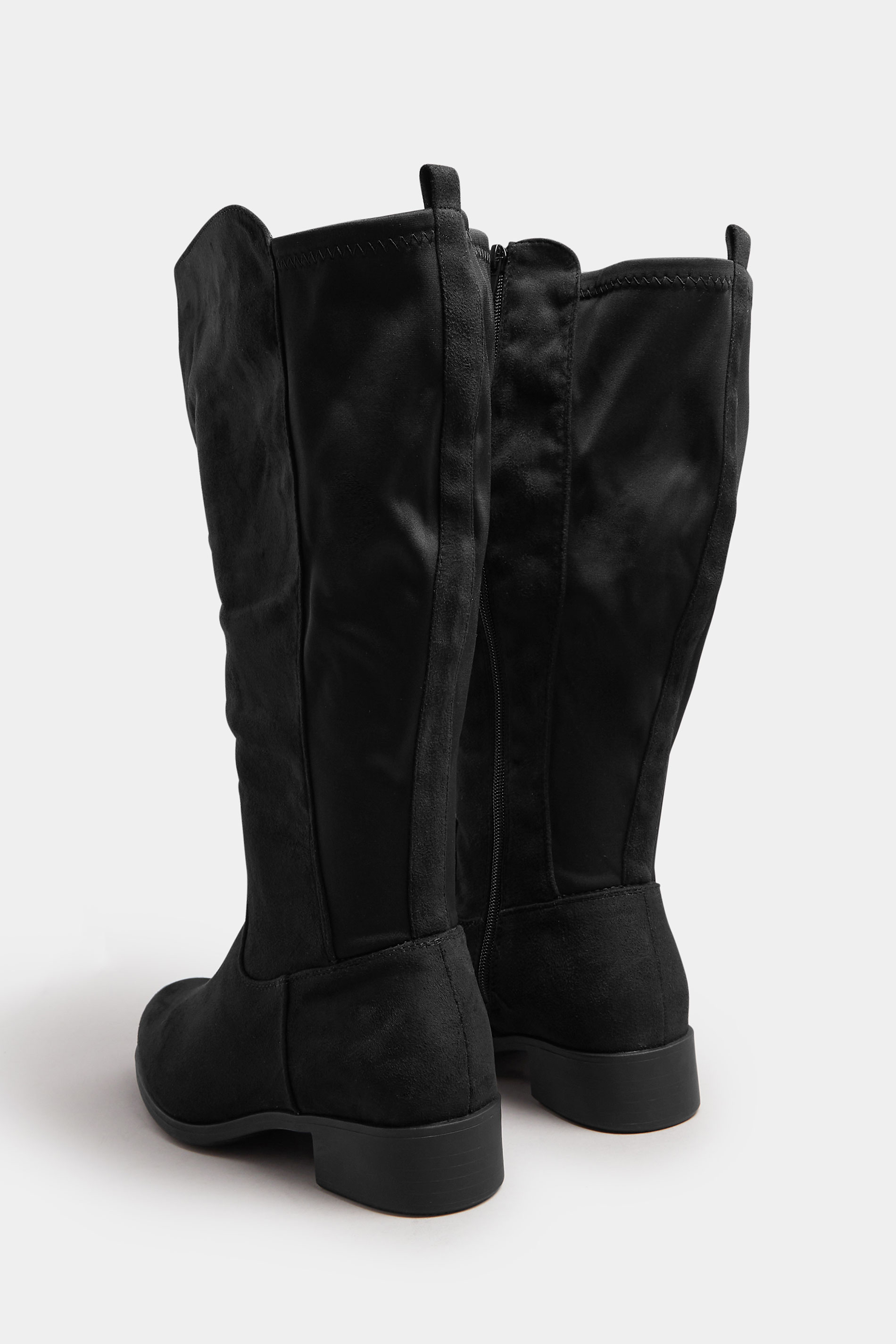 Black Faux Suede Wide Calf Knee High Boots In Extra Wide EEE Fit | Yours Clothing 4