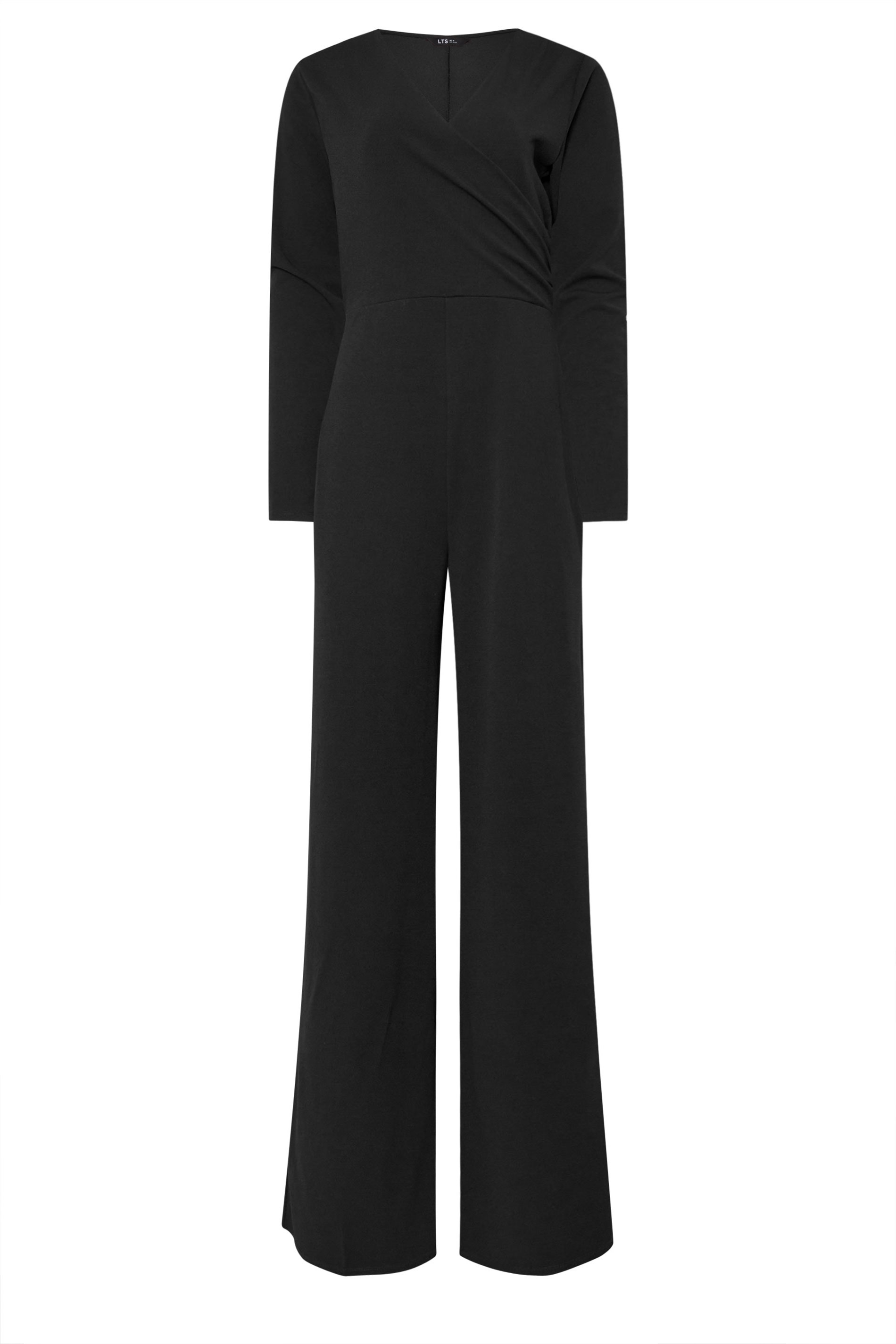 LTS Tall Black Scuba Wrap Wide Leg Jumpsuit | Long Tall Sally 5