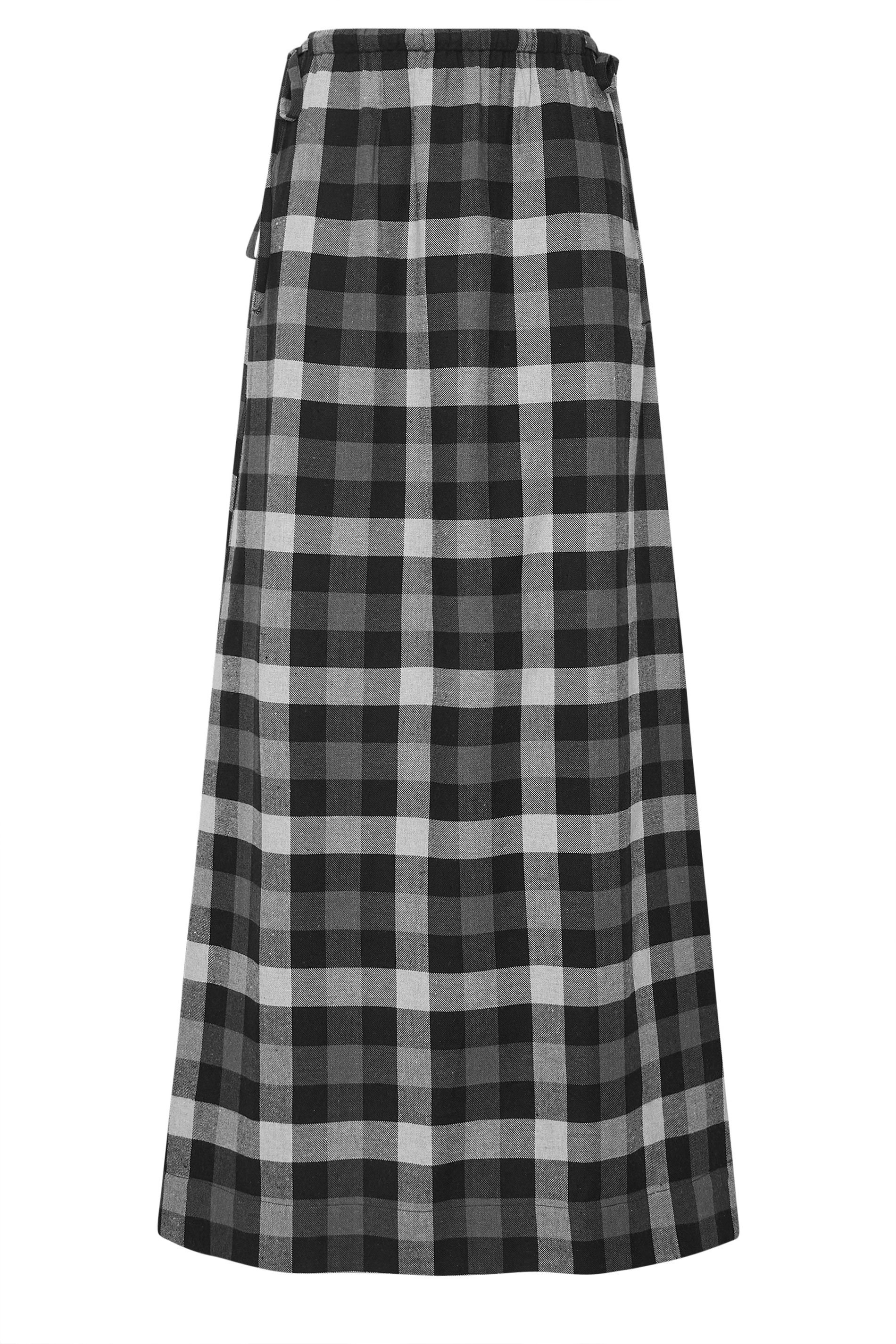 LTS Tall Black Cotton Check Side Tie Maxi Skirt | Long Tall Sally 6