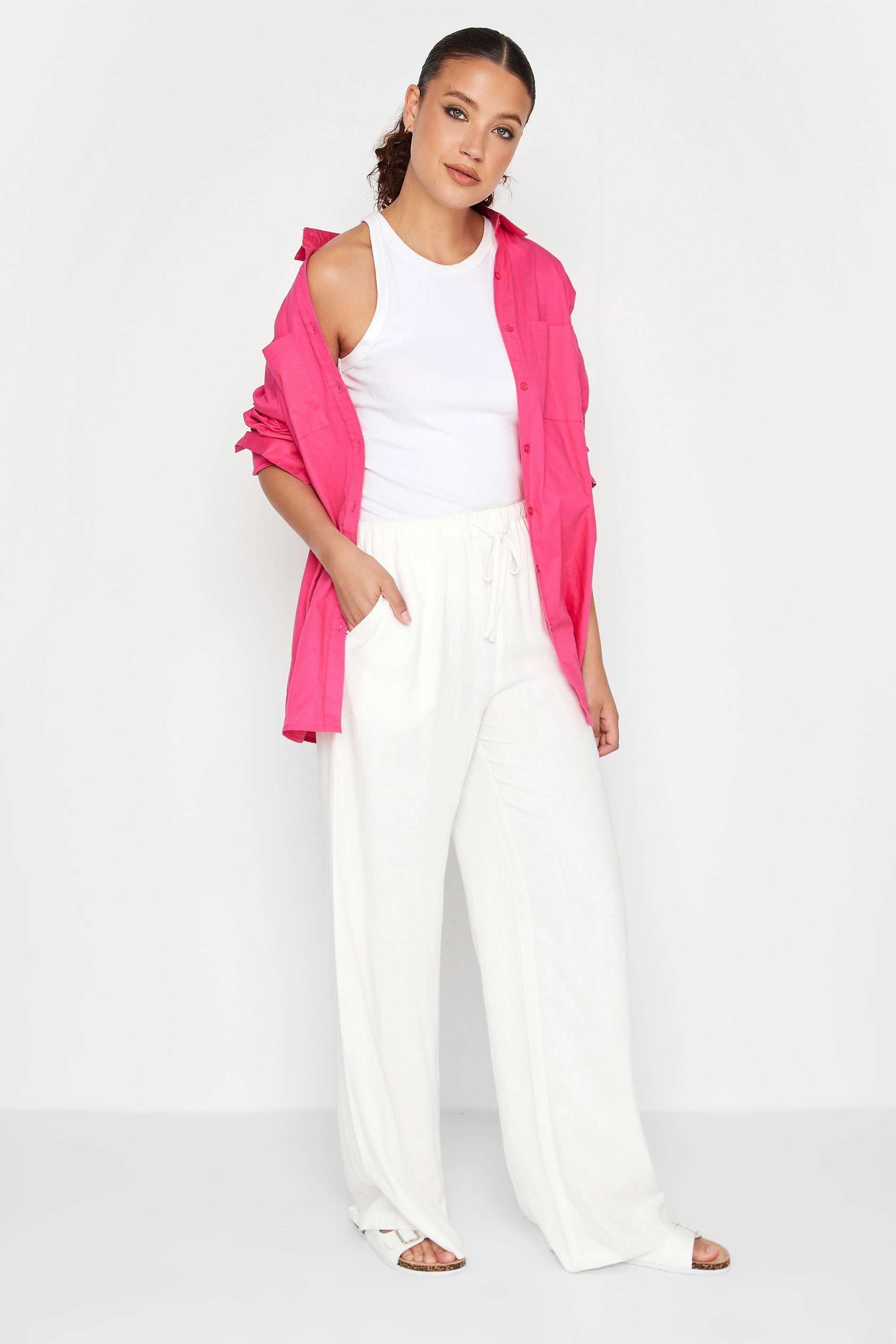 LTS Tall Women's Hot Pink Oversized Cotton Shirt | Long Tall Sally 2