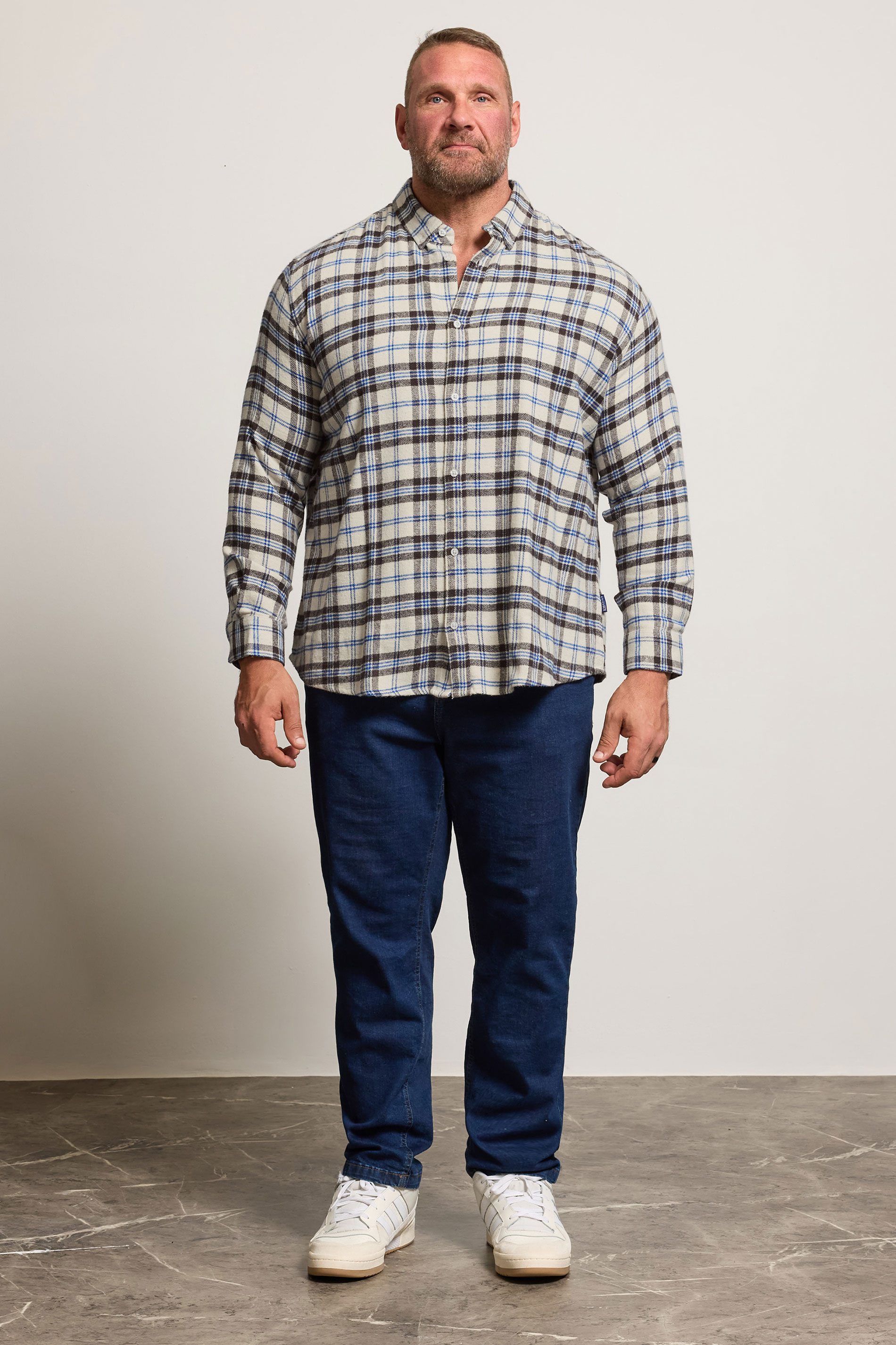 BadRhino Big & Tall Brown & Blue Brushed Checked Shirt | BadRhino 2