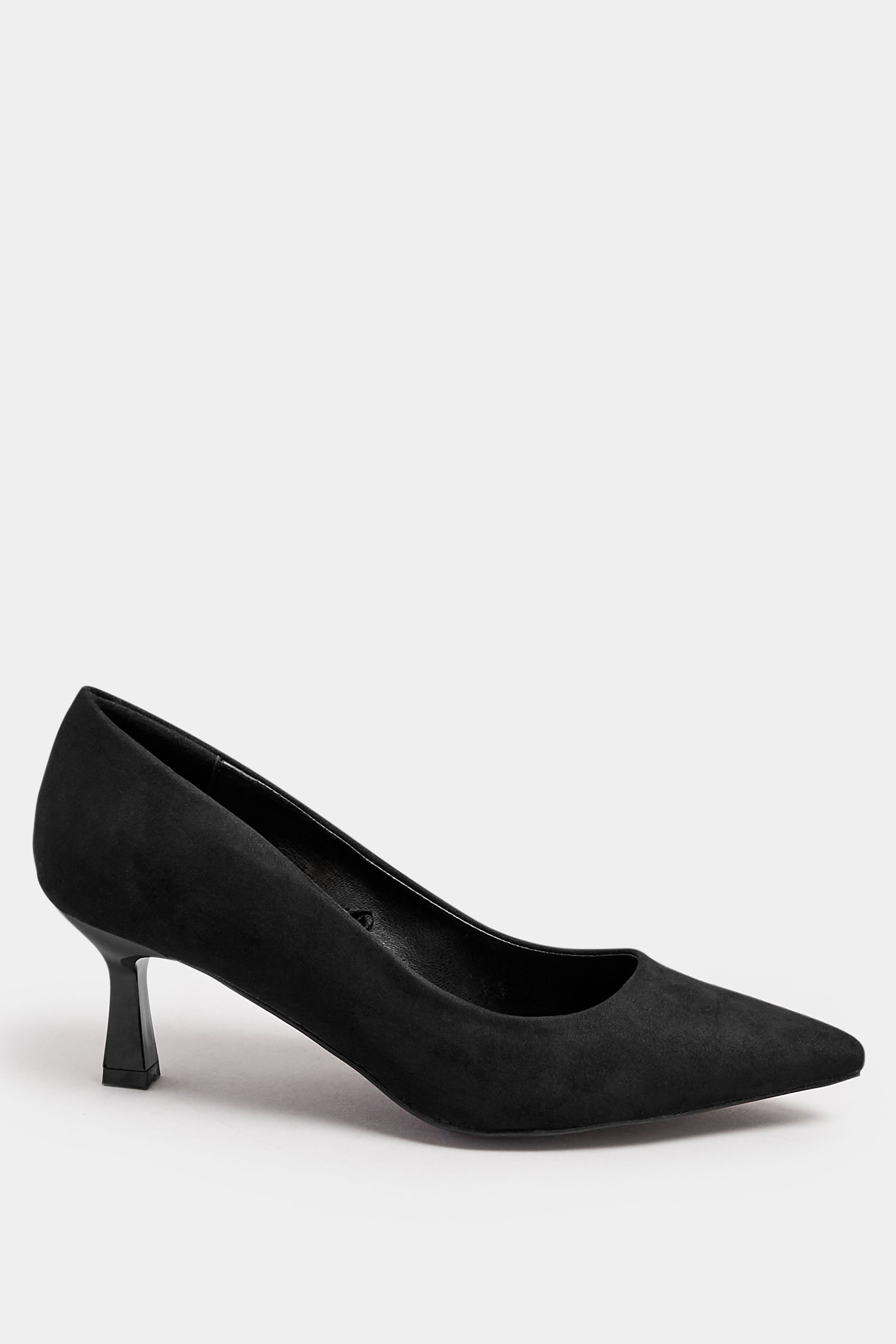 Black Faux Suede Point Court Shoes In Extra Wide EEE Fit | Yours Clothing  4