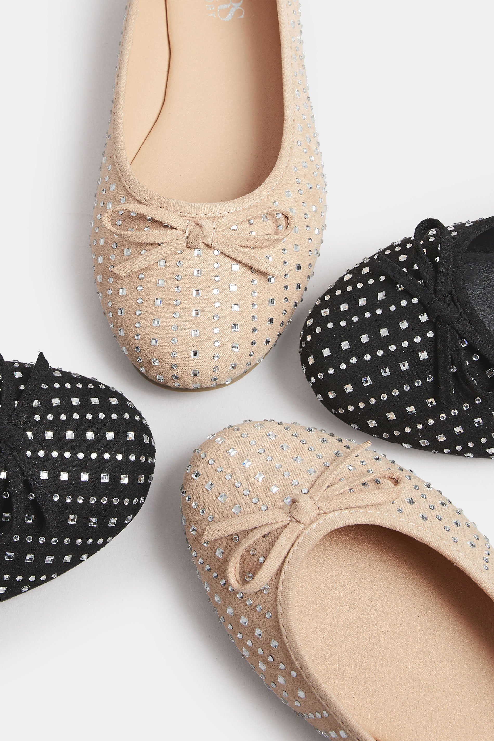 Nude Sparkly Ballerina Pumps In Extra Wide EEE Fit  6