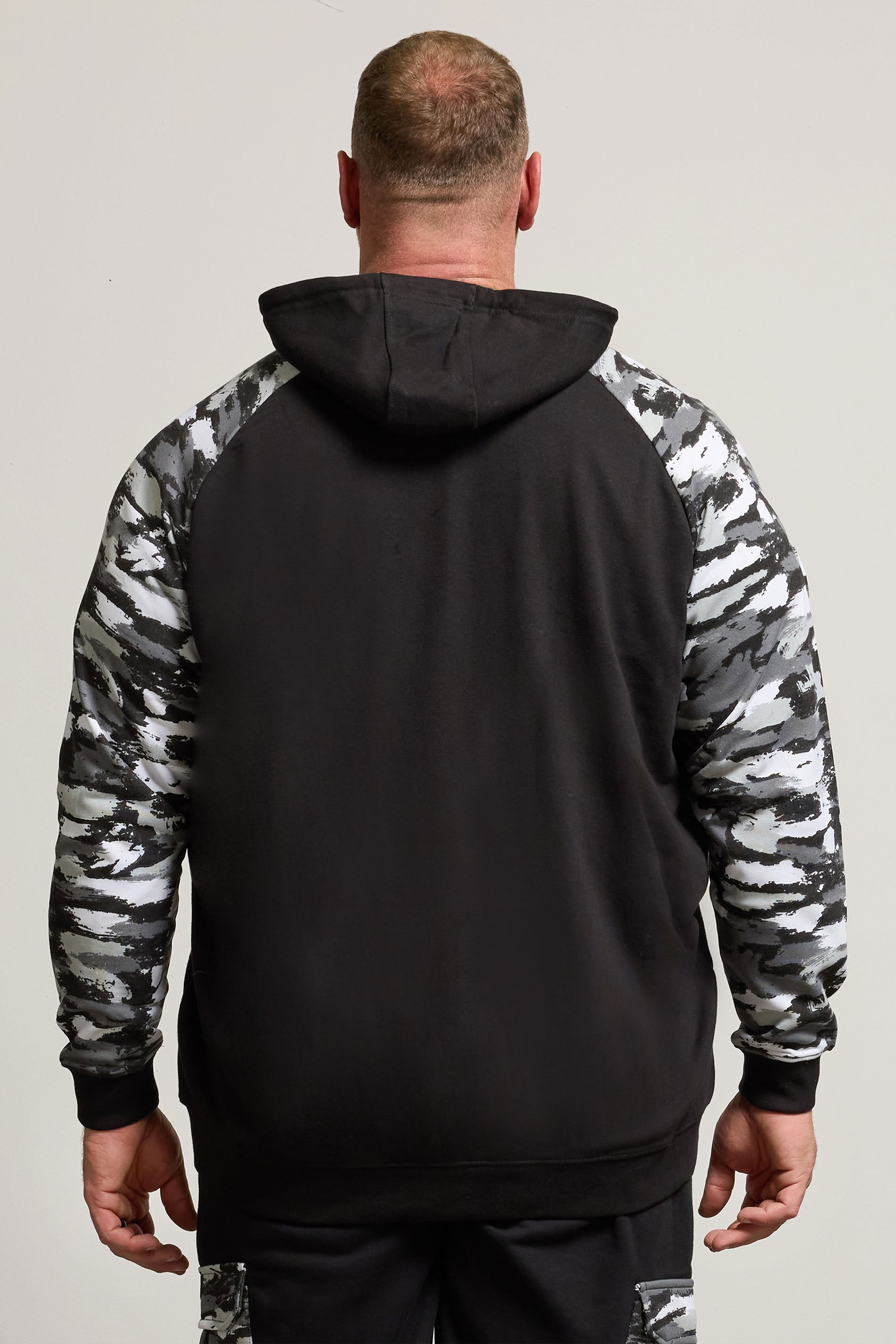 BadRhino Big & Tall Black Camo Print Zip Through Hoodie | BadRhino 3