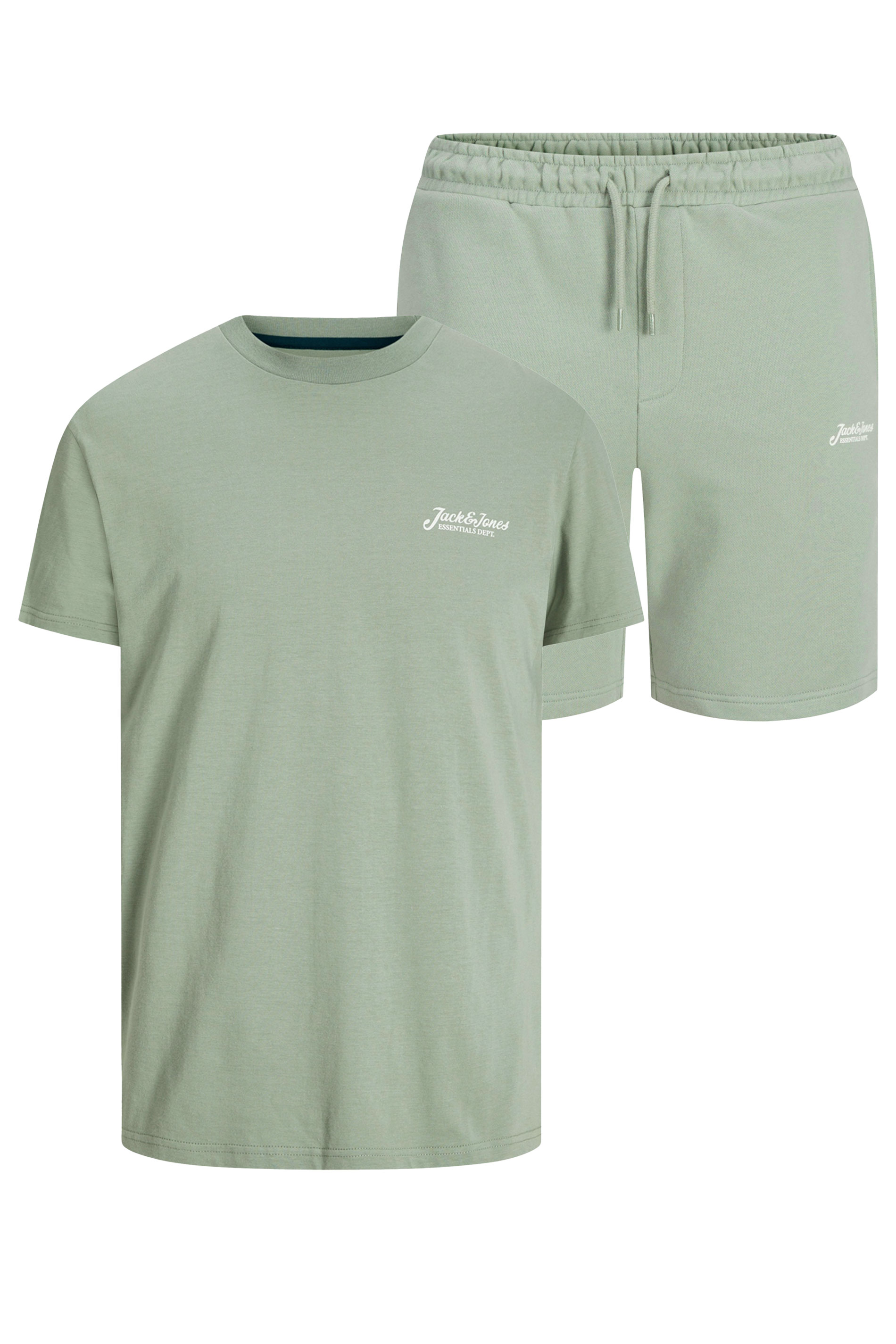 JACK & JONES Big & Tall Iceberg Green 'Beau' T-Shirt & Short Set | BadRhino 3