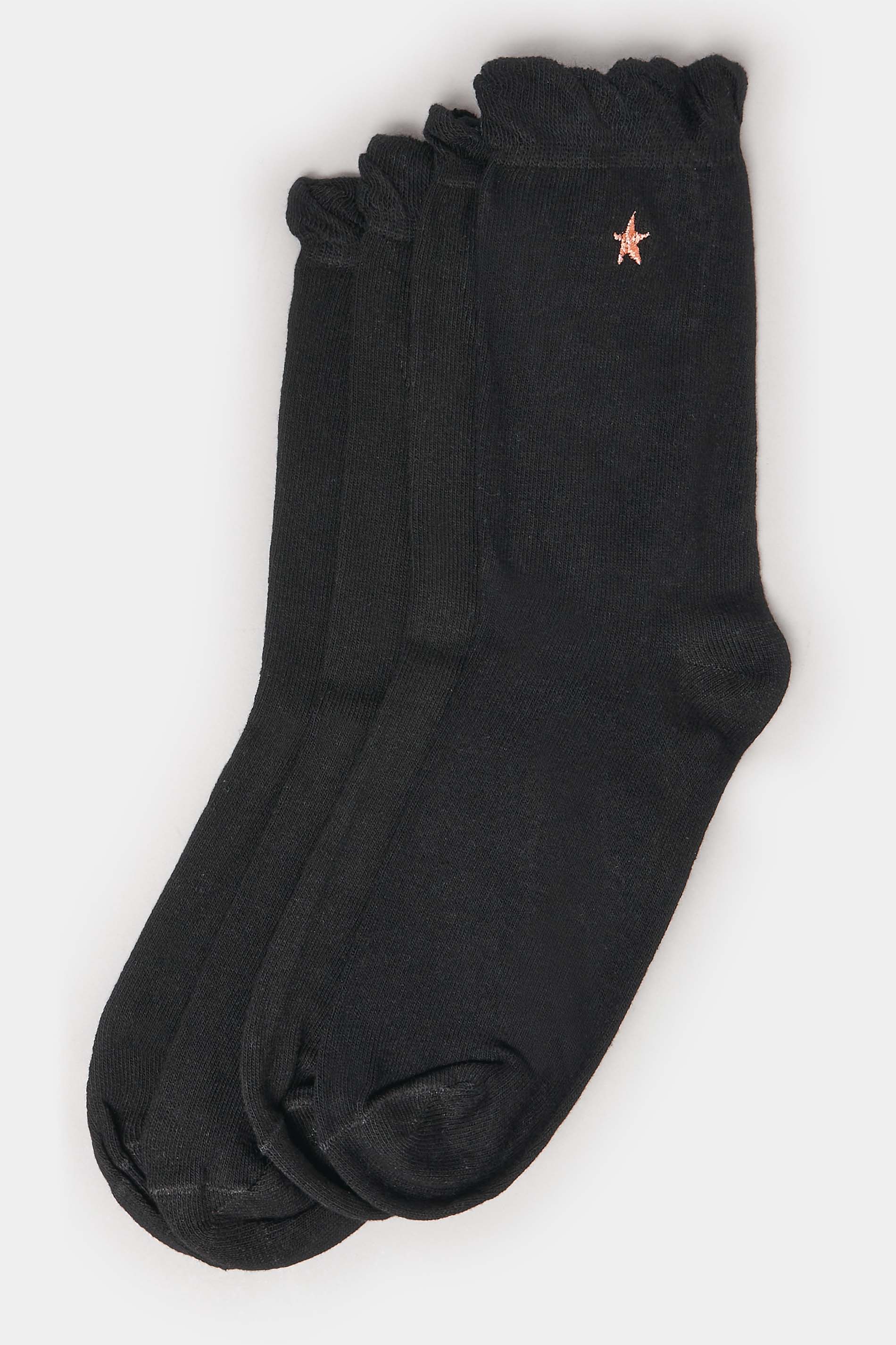 YOURS 4 PACK Black Embroidered Star Ankle Socks | Yours Clothing 3