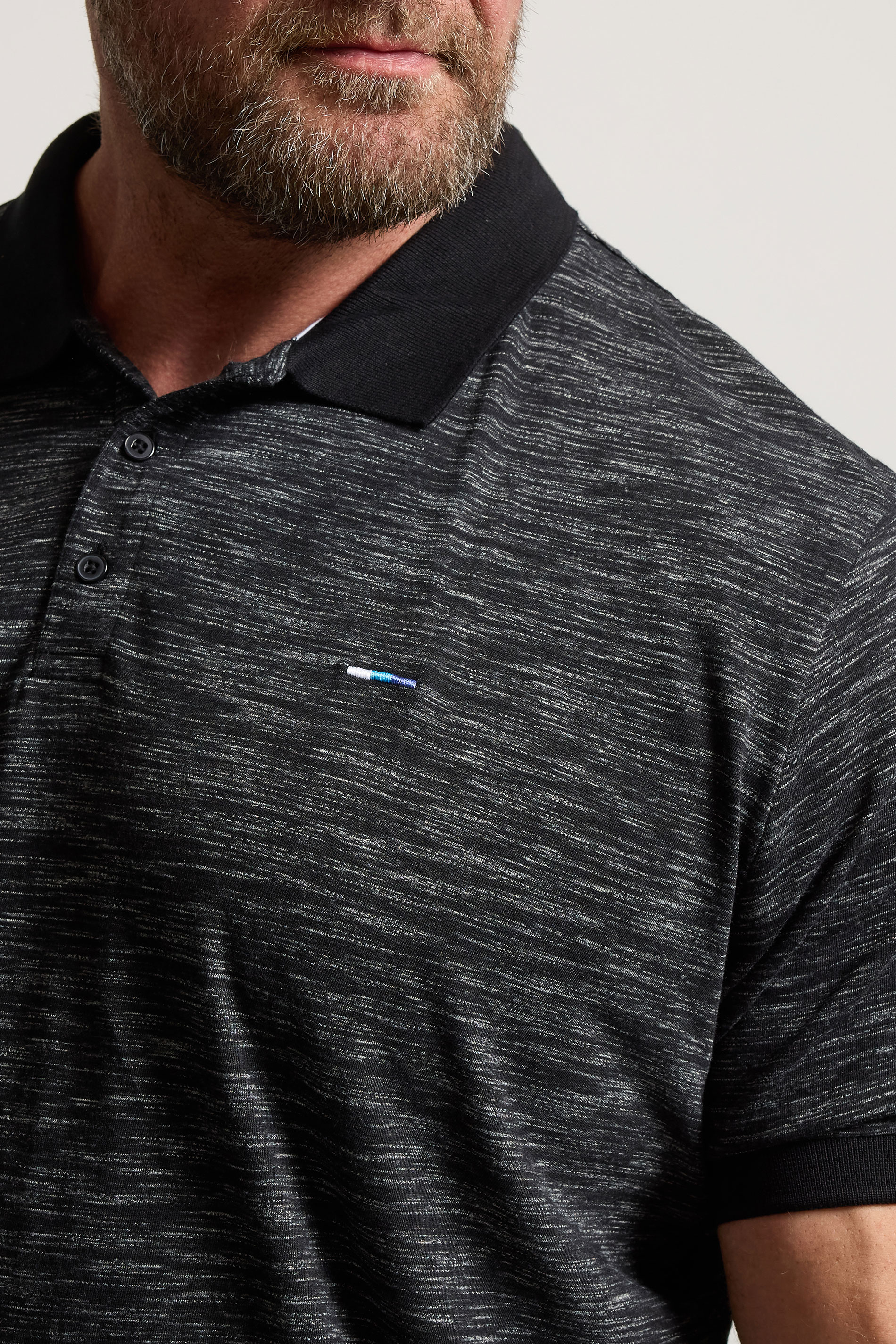 BadRhino Big & Tall Black Marl Polo Shirt | BadRhino 5