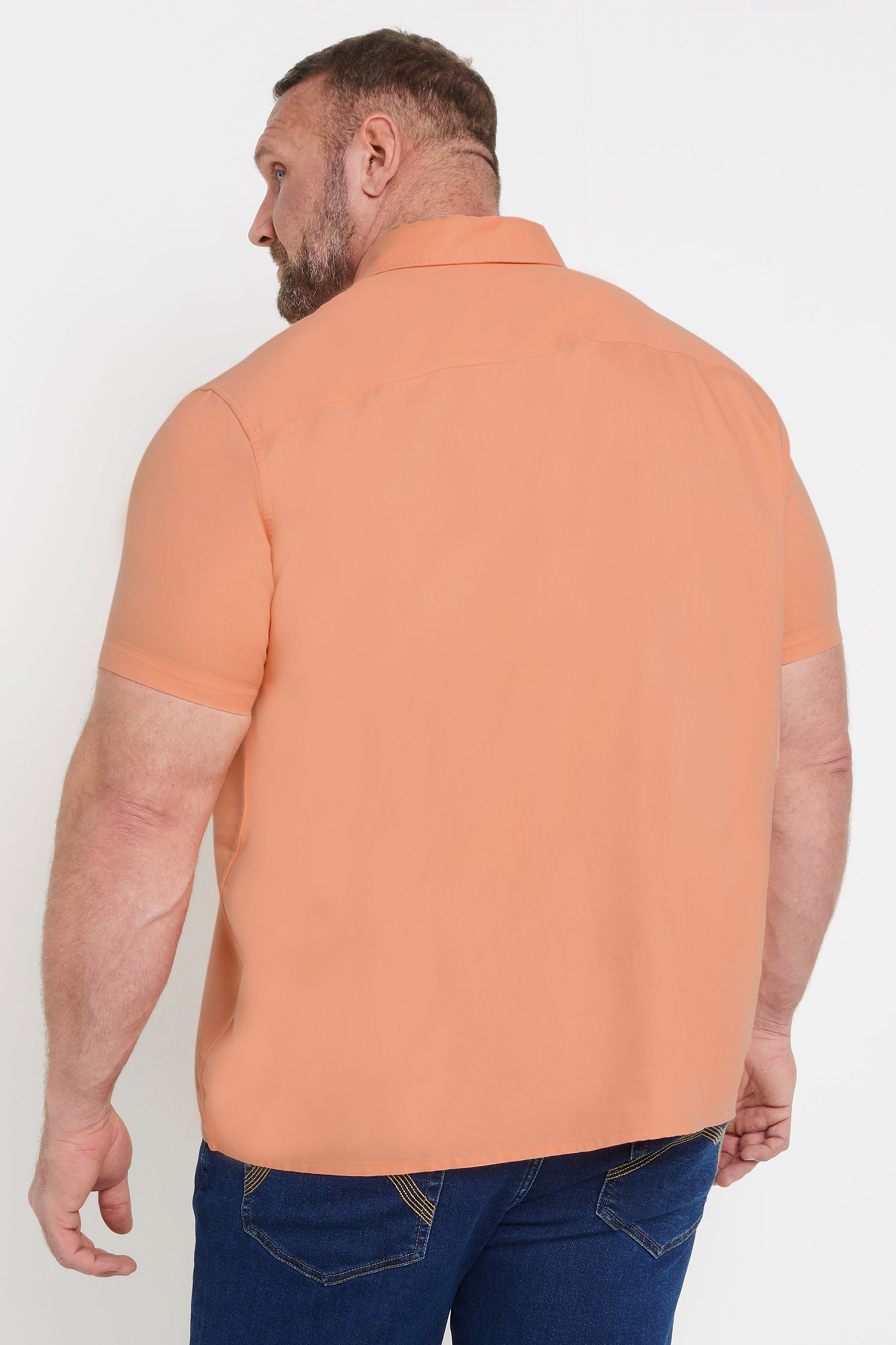 BadRhino Big & Tall Coral Orange Short Sleeve Oxford Shirt | BadRhino 4