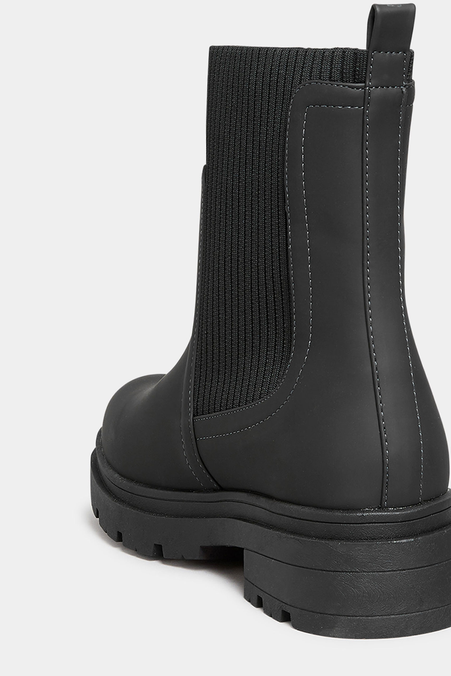 Yours Plus Size Black Sock Chelsea Boots In Wide E Fit & Extra Wide EEE Fit | Yours Clothing 4