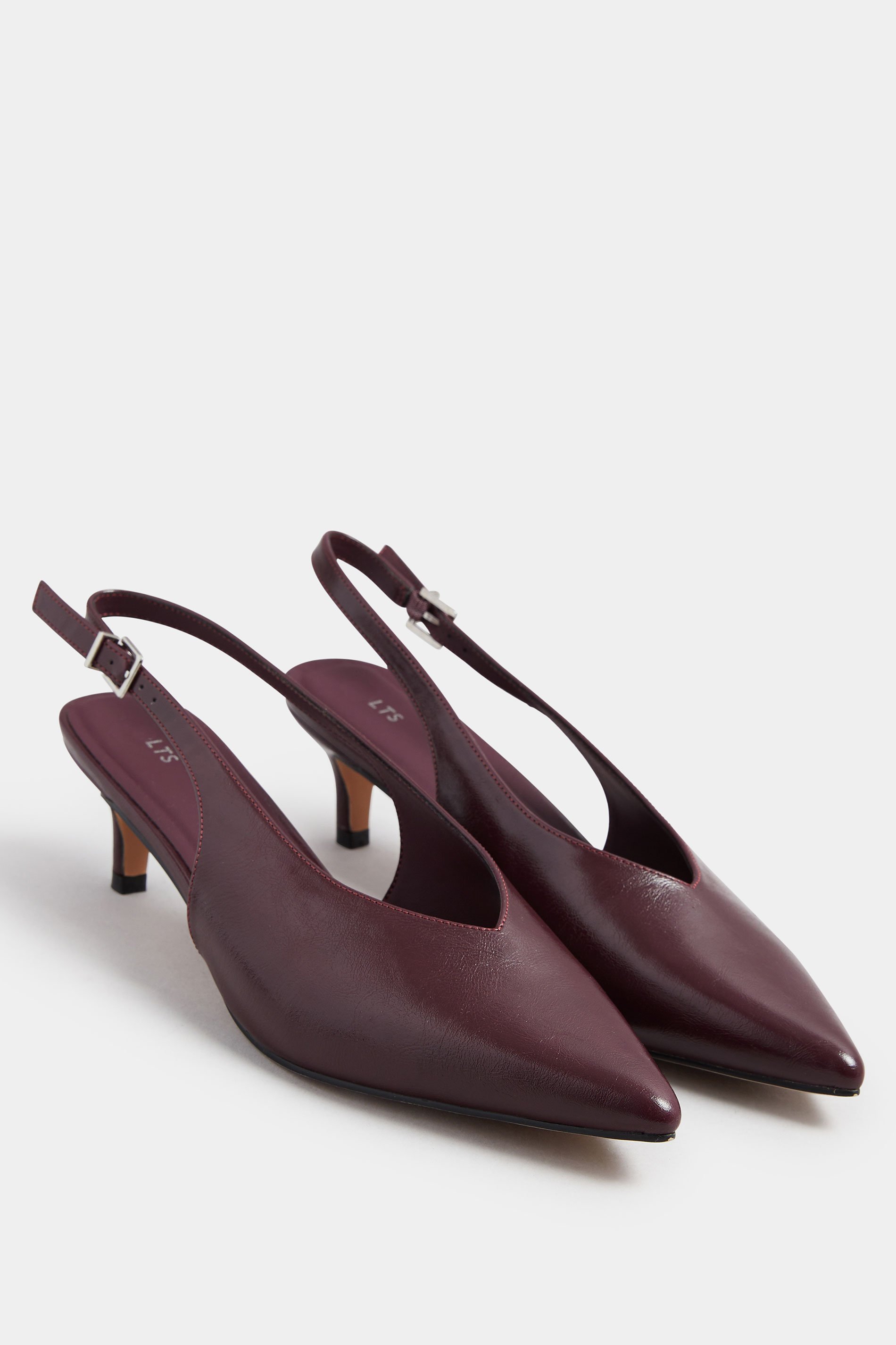LTS Burgundy Red Pointed Slingback Kitten Heel | Long Tall Sally 2