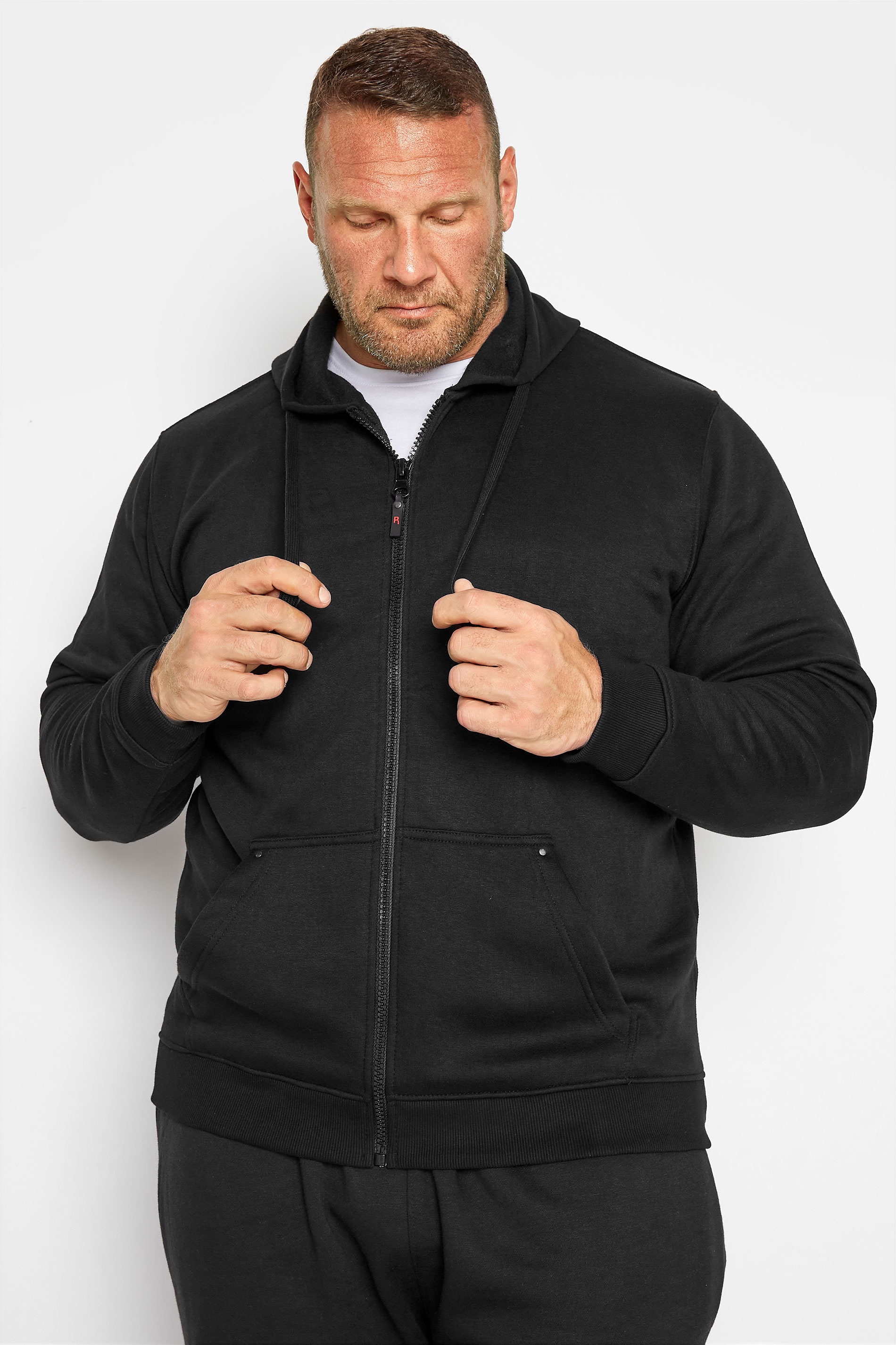 D555 Rockford Black Cantor Zip Through Hoodie | BadRhino 1