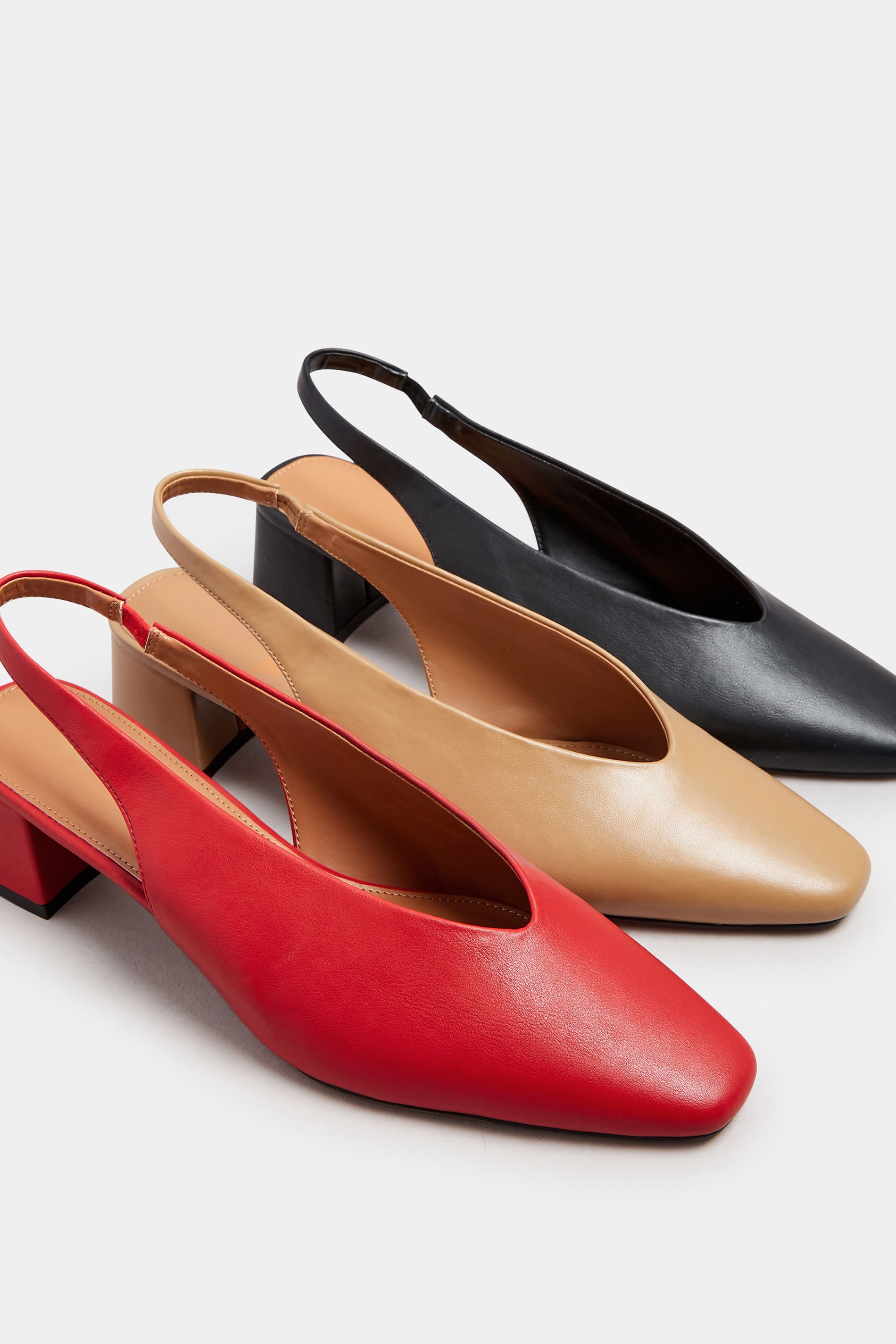 LTS Red Square Slingback Block Heel In Standard Fit | Long Tall Sally 6